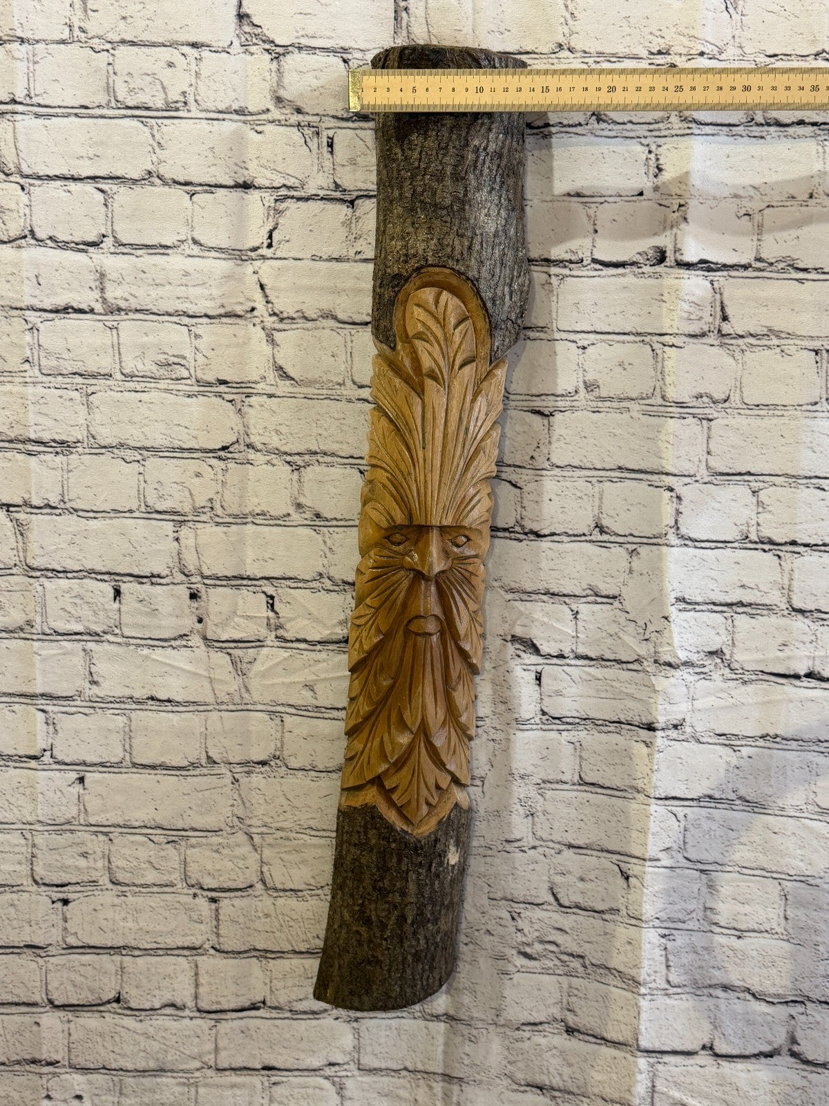 Green Man Of The Woods 80cm Hand Carved Wizard Tree Trunk Wood Fairtrade3
