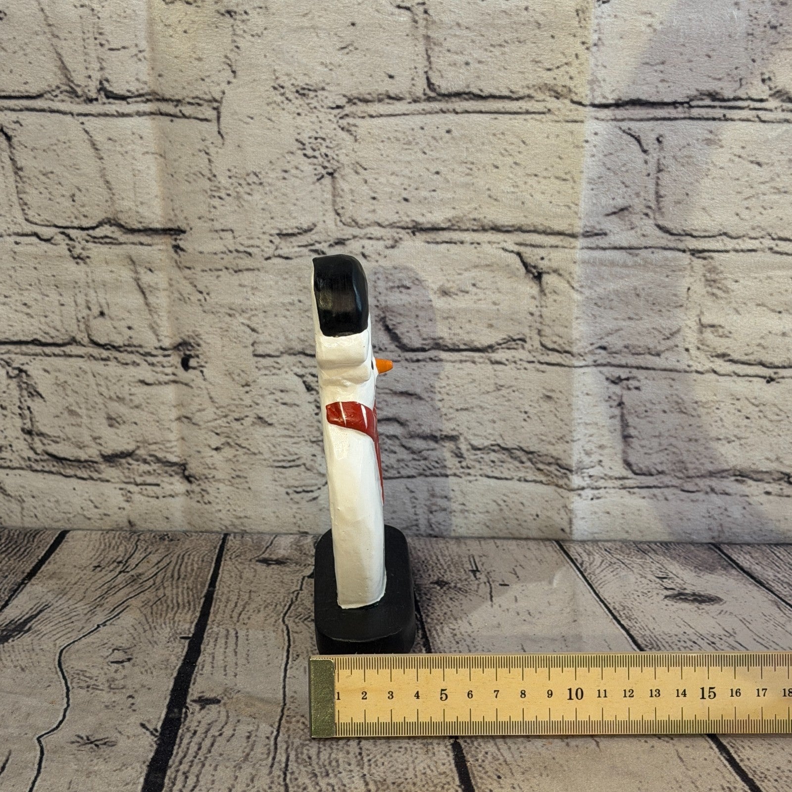18cm x 10cm Black Flat Top Hat Snowman Handcrafted Wood Xmas Christmas Ornament7
