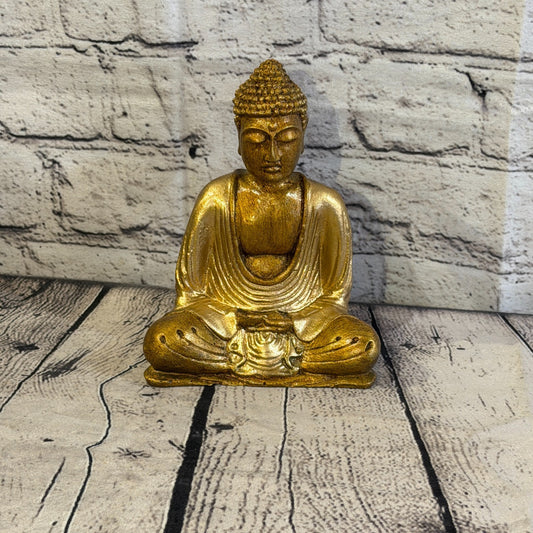 Bronze & Bronze 15cm x 12cm Small Thai Buddha Sitting Statue Resin Hindu0