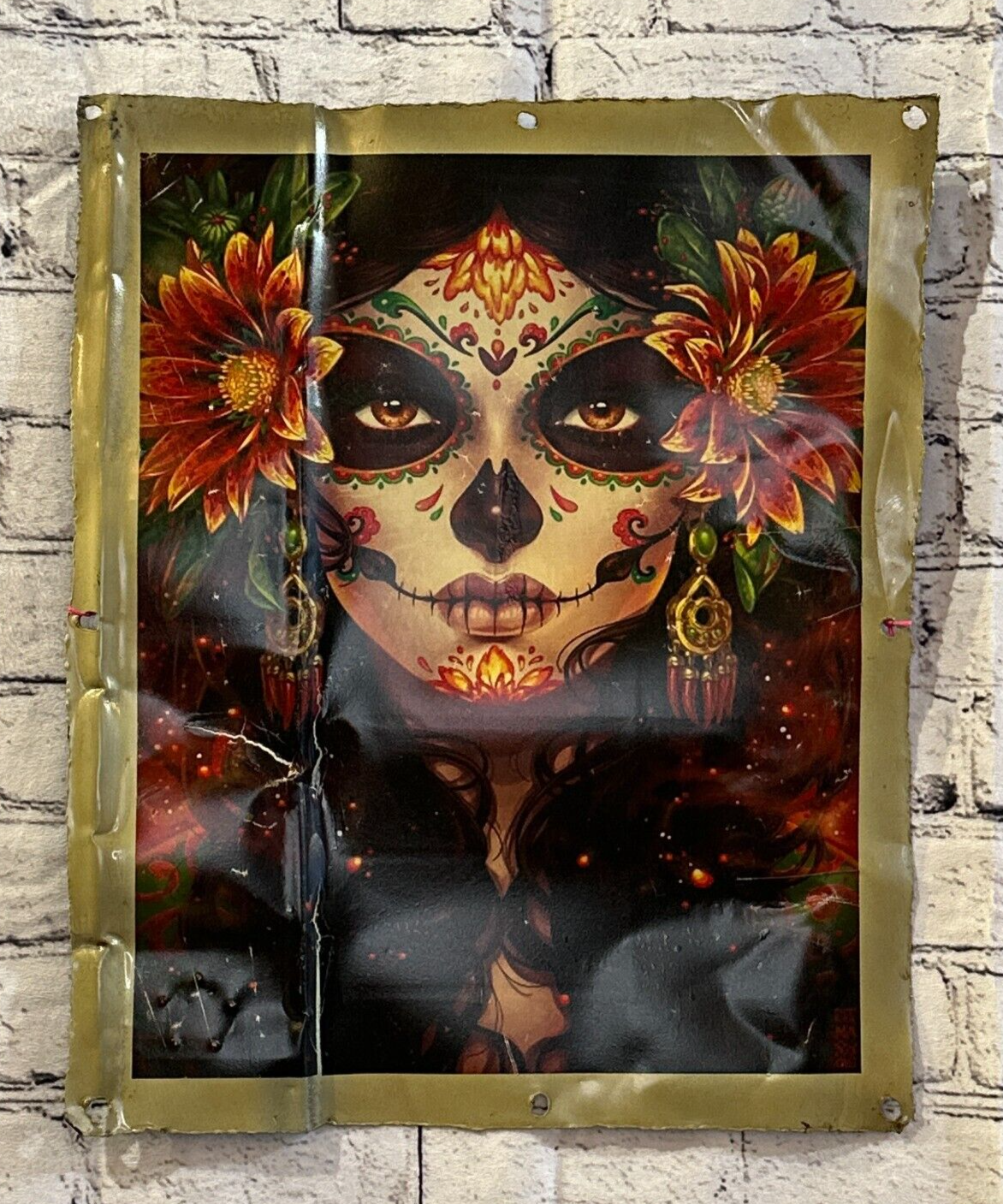 Day Of The Dead Lady Art Advert Wall Plaque 42cm x 36cm Vintage Retro Tin Sign0