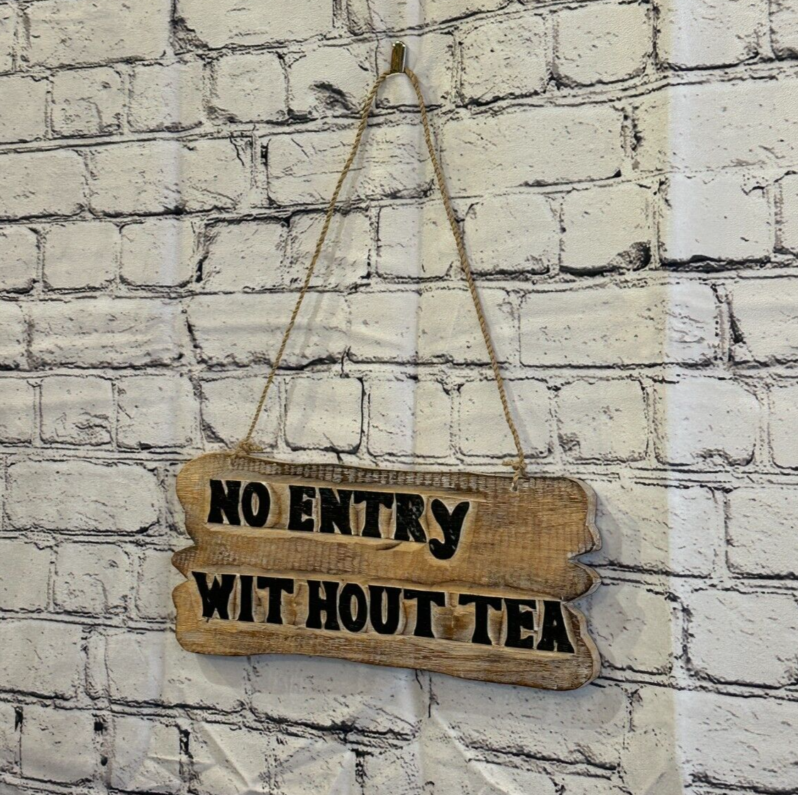 No Entry Without Tea Sign Plaque Outdoor Garden Shed Den Bar Shop 30cm x 12cm1