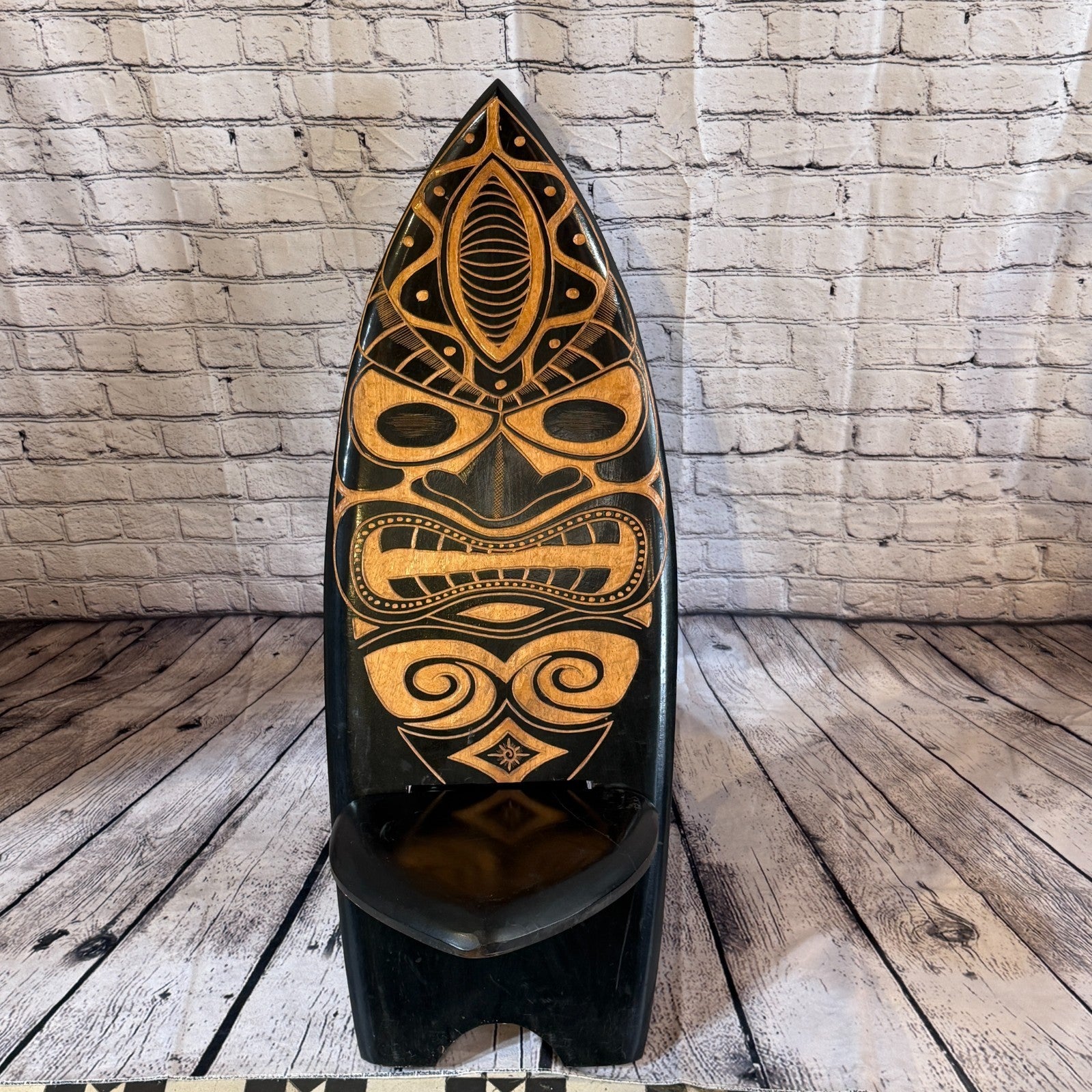 100cm Tiki Surf Board Shape African Birthing Chair Hand Carved Wooden Tribal3