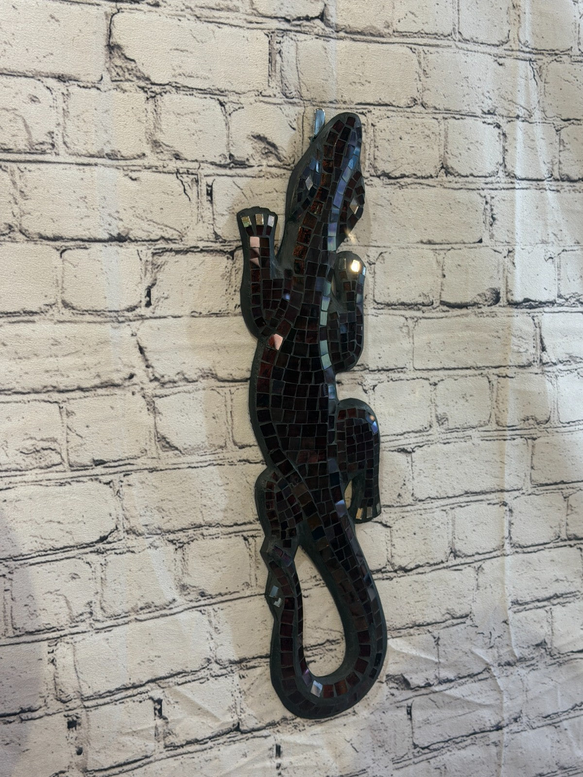 50cm Gecko Purple Mosaic Wall Hanging Wooden Ornaments Wood Carving0