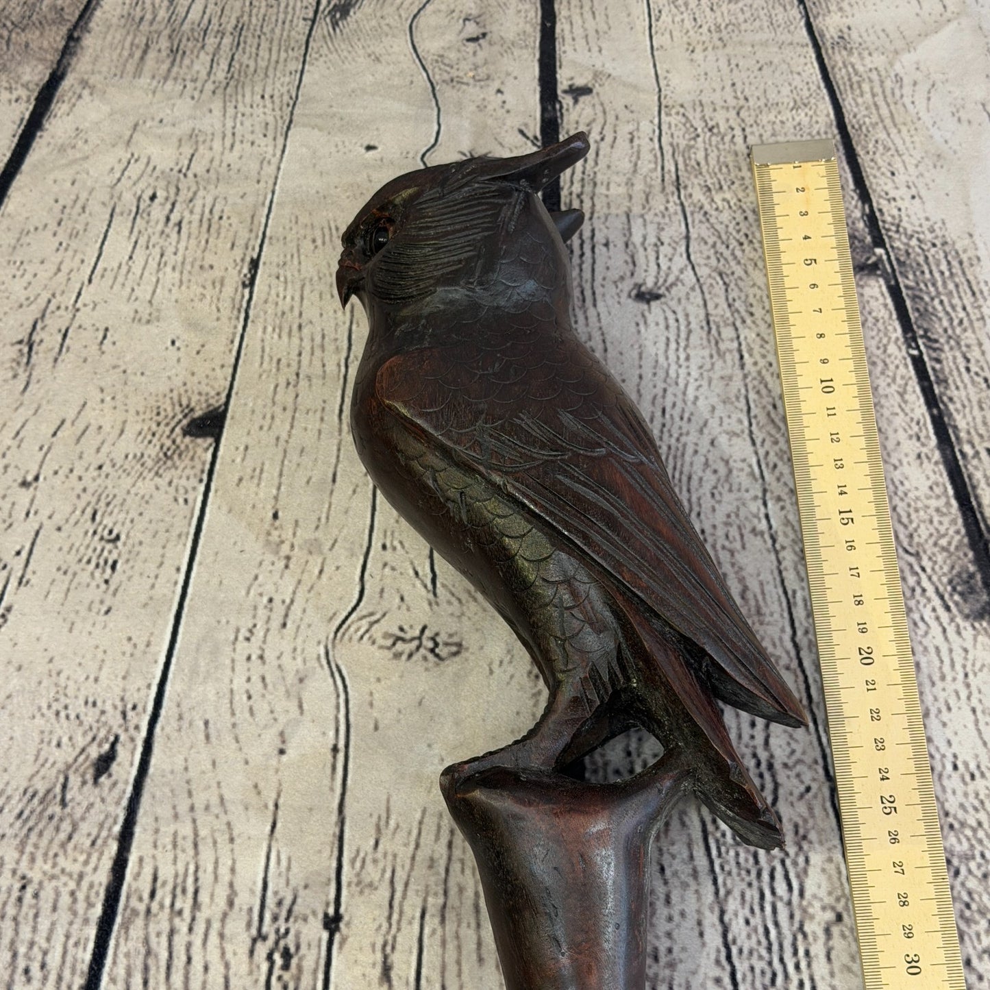 Owl Carving 140cm Tribal African Walking Stick Staff Cane Hand Carved Dark Wood10
