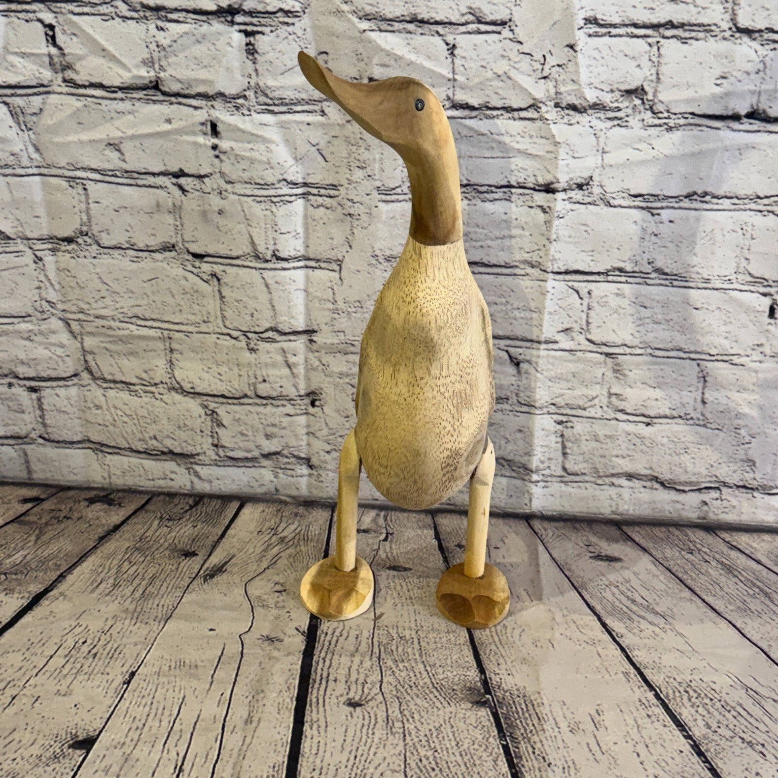Looking Right 40cm Tall Wooden Smooth Duckling Baby Duck Bamboo Root Fairtrade1