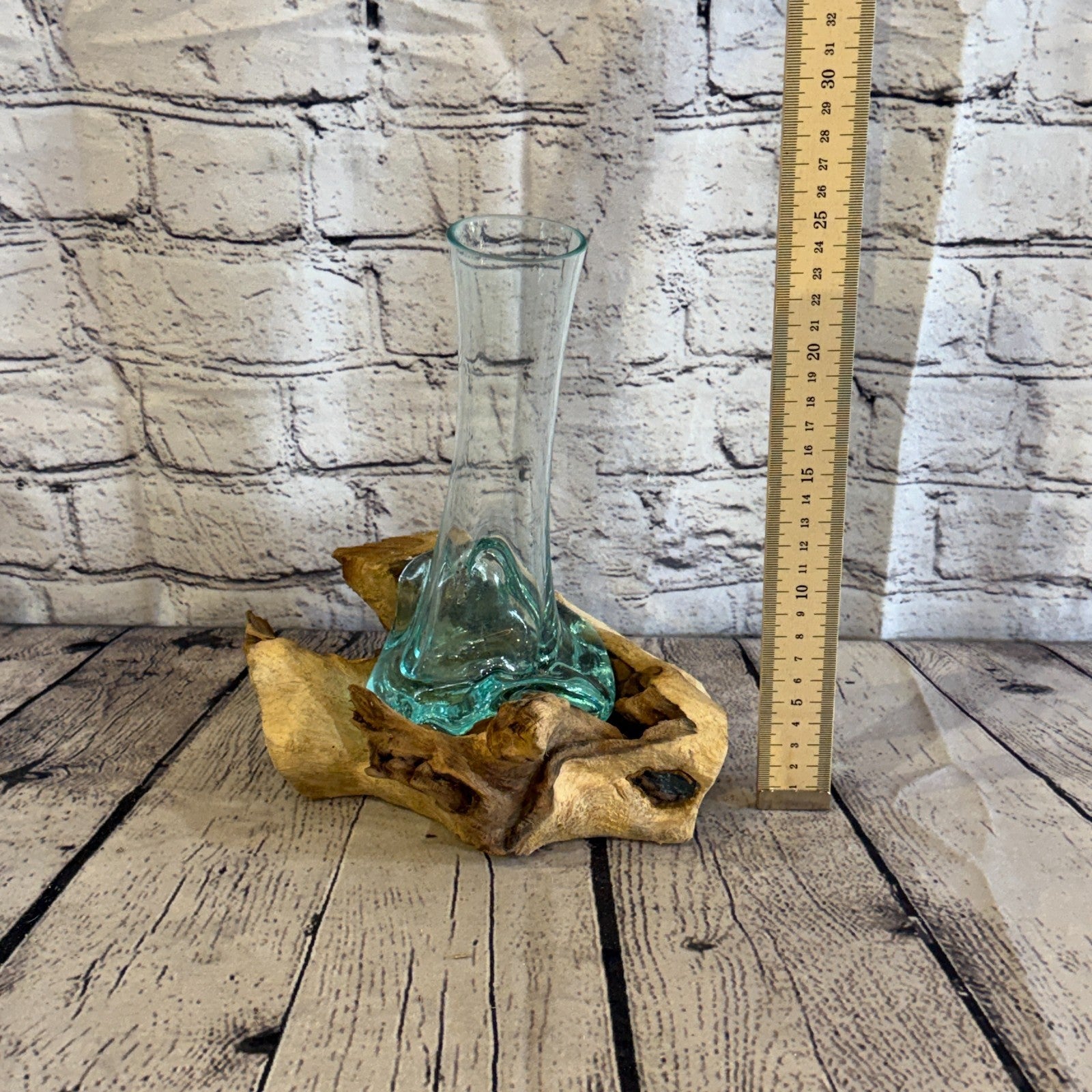 25cm Tall Vase Colour Melted Glass Wood Decorative Vase Glass Sculpture Crafted4