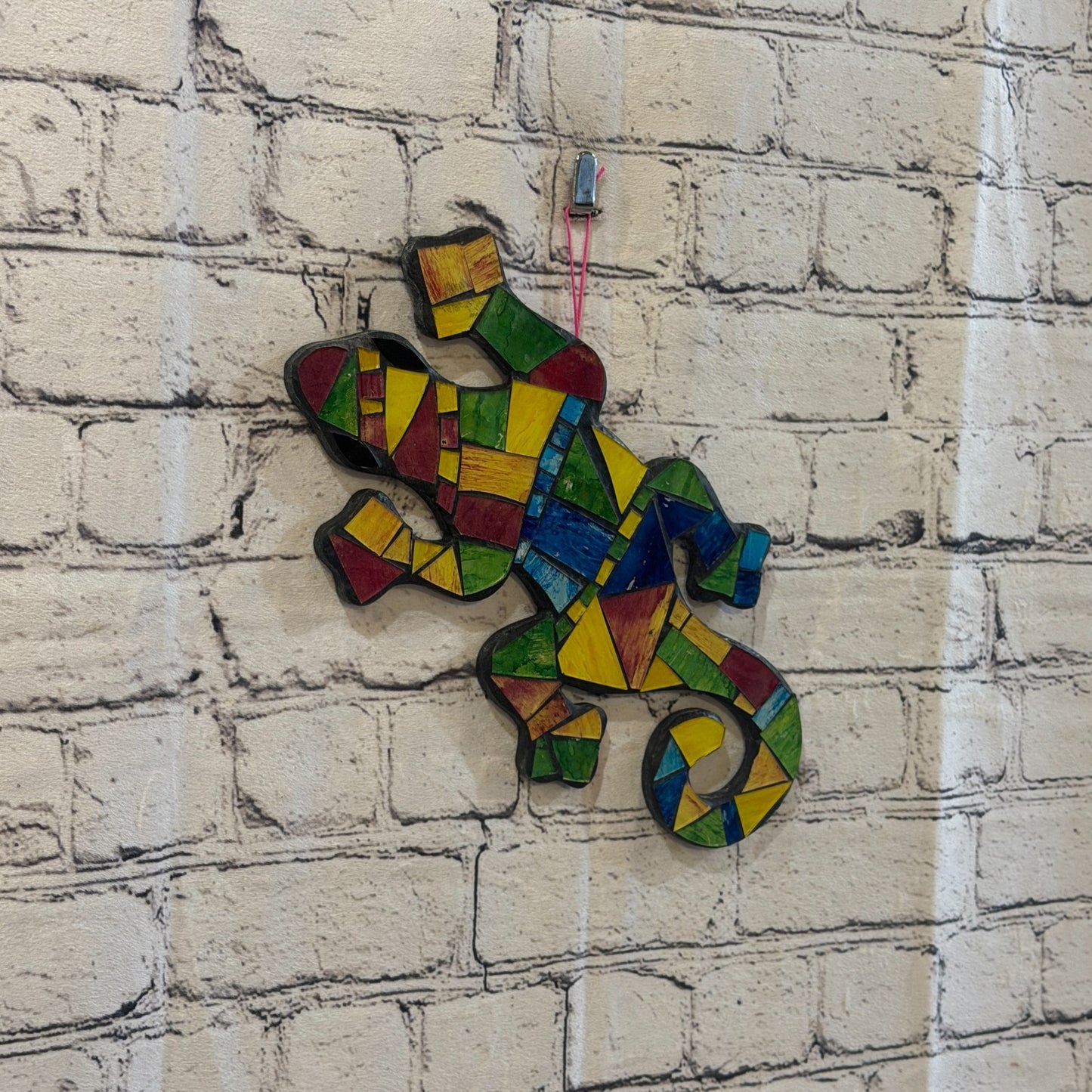 Rainbow Gecko Lizard Mosaic Tile Wall Hanging Mirror 30cm x 15cm Handmade New1