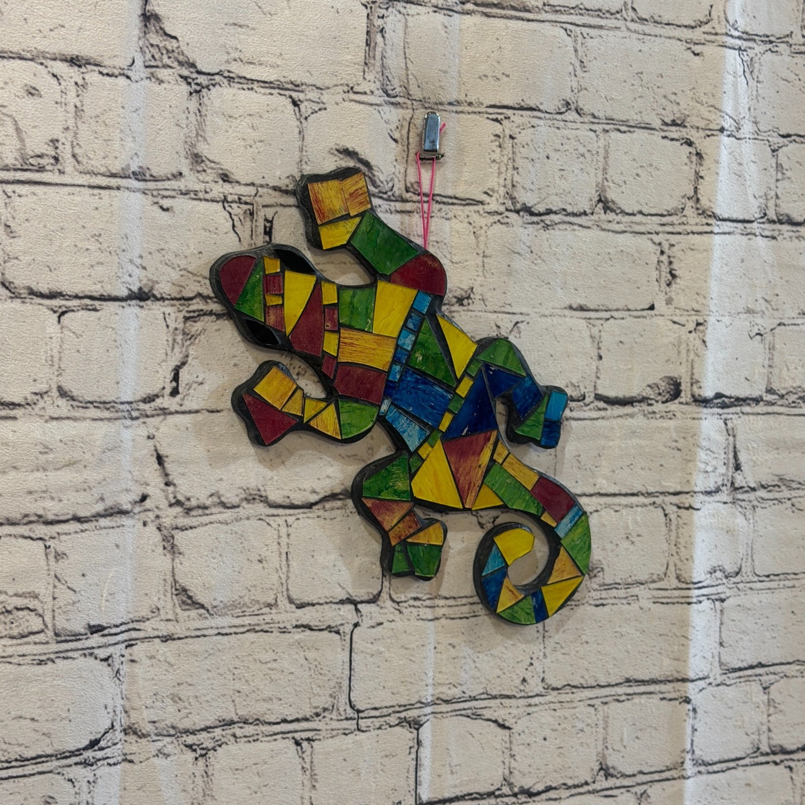 Rainbow Gecko Lizard Mosaic Tile Wall Hanging Mirror 30cm x 15cm Handmade New1