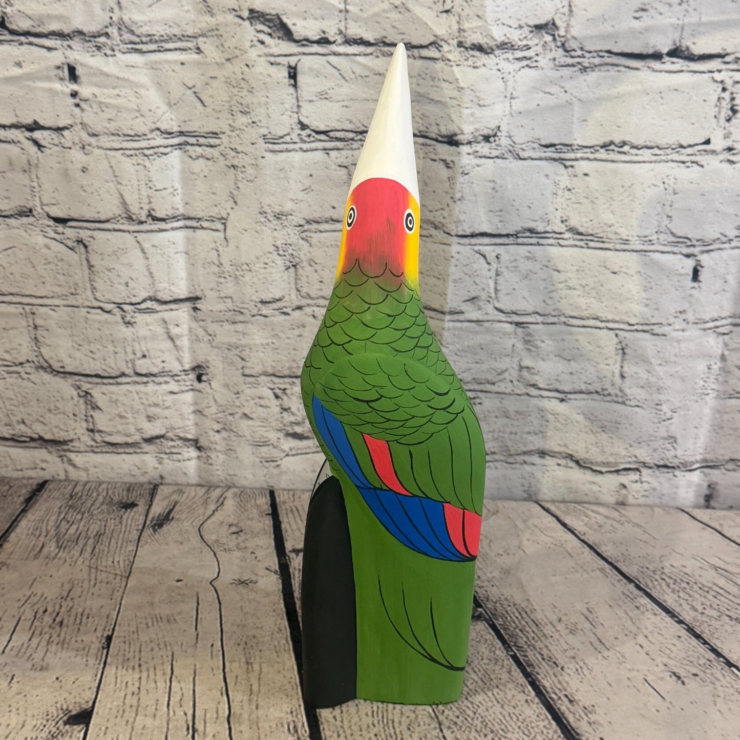 30cm Bright Green Toucan Bird Ornament Statue Fair Trade Hand Made Carved Wood5