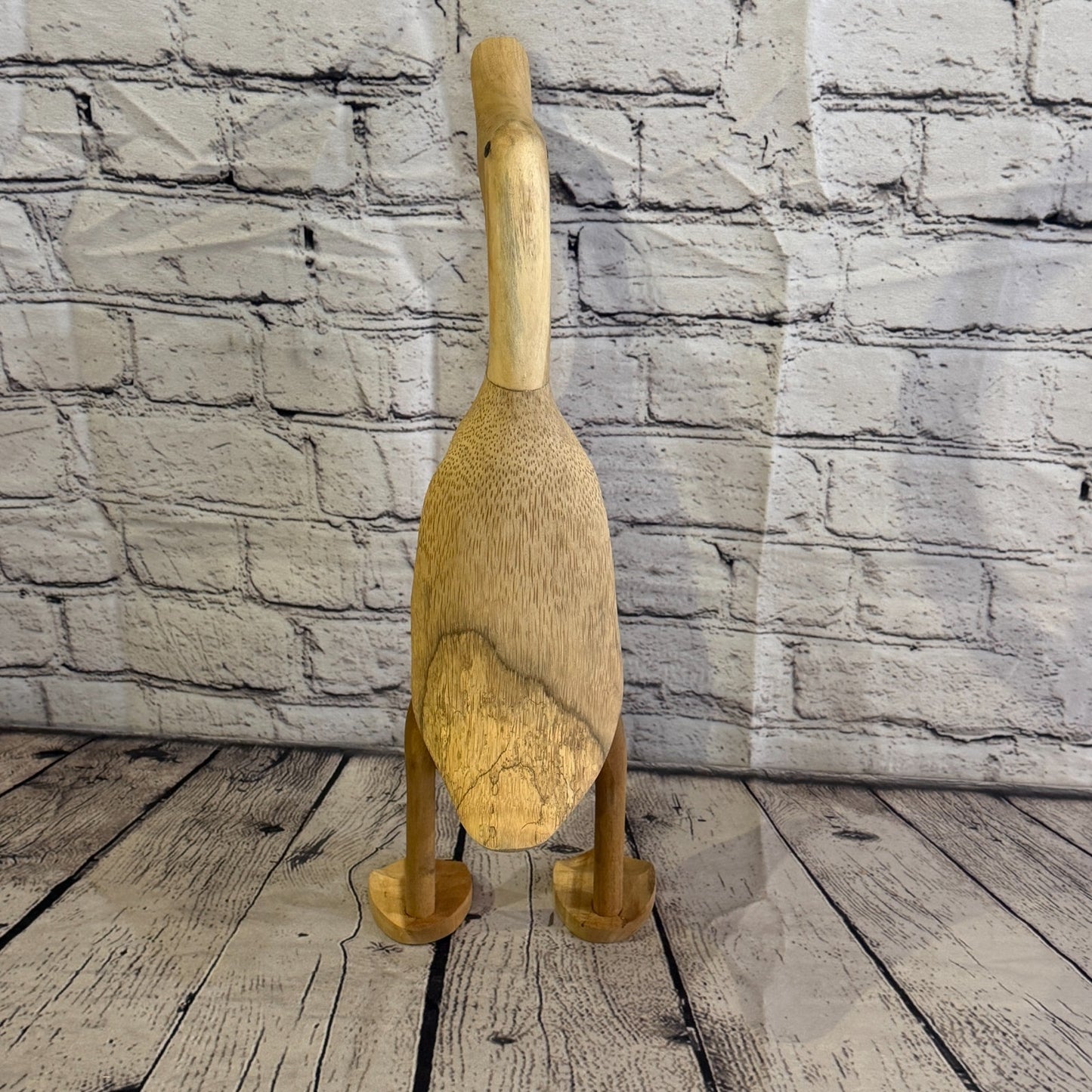 Looking Forward 40cm Tall Wooden Smooth Duckling Baby Duck Bamboo Root Fairtrade4