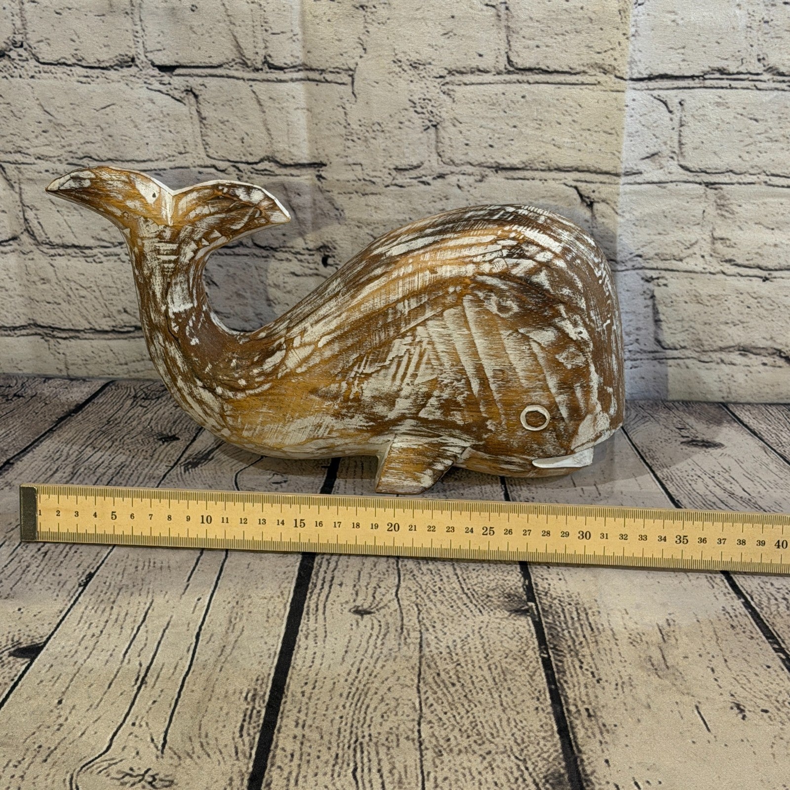 30cm x 15cm Whale Brown Fish Wood Coastal Ocean Bathroom Decoration6