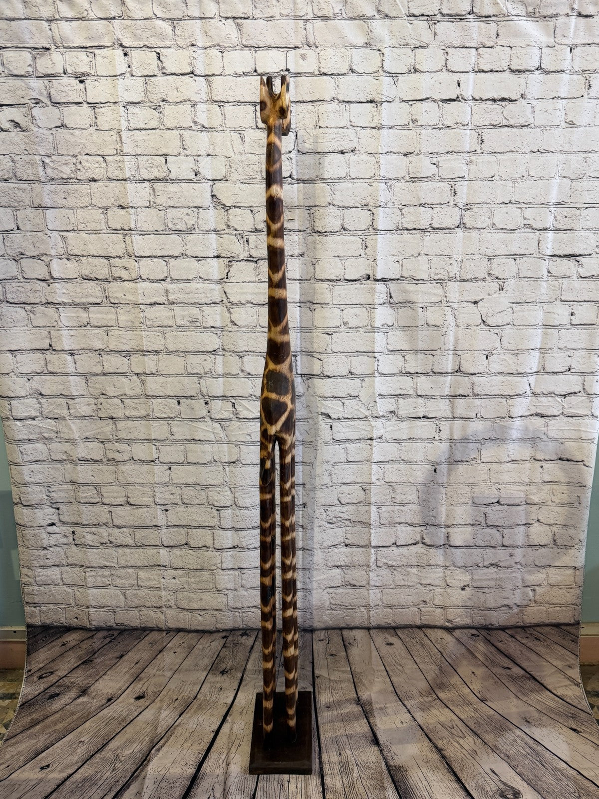 200cm Burnt Wooden Giraffe Standing Single Carved Solid Wood Giraffe Handmade4