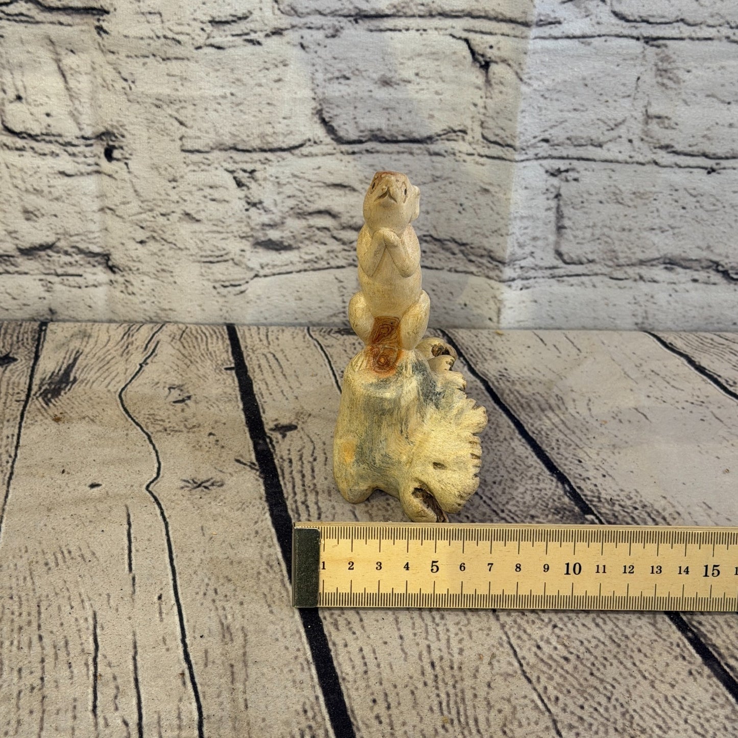 15cm Mouse Mushroom Stand Parasite Wood Ornament Natural Carving Wooden Standing7