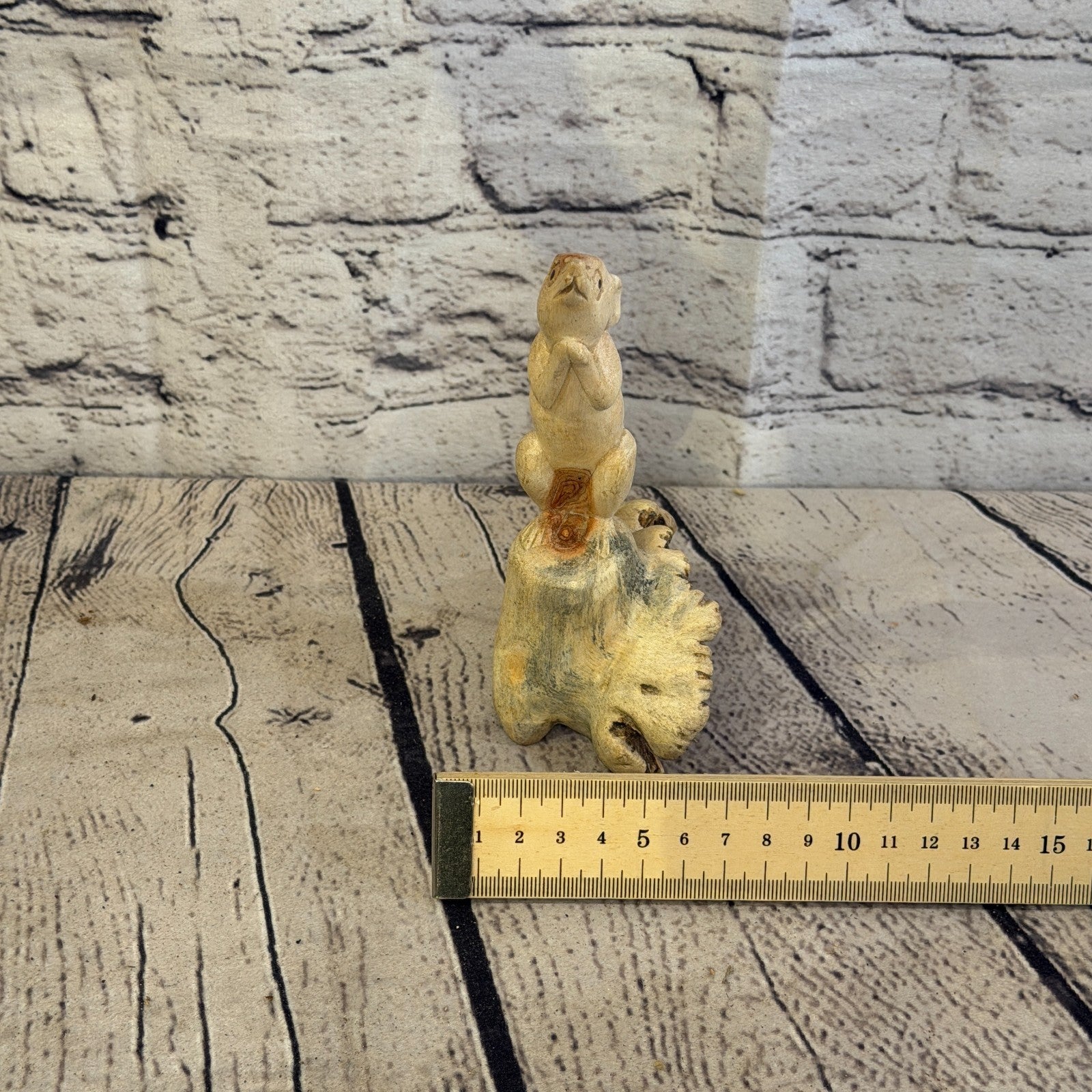 15cm Mouse Mushroom Stand Parasite Wood Ornament Natural Carving Wooden Standing7