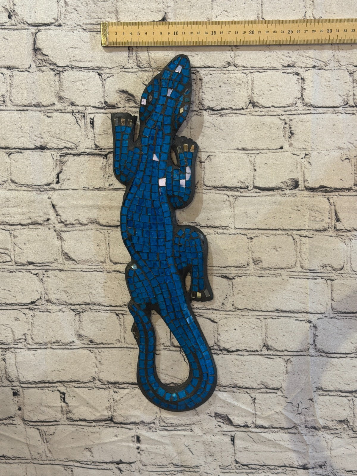 50cm Gecko Light Blue Mosaic Wall Hanging Wooden Ornaments Wood Carving3