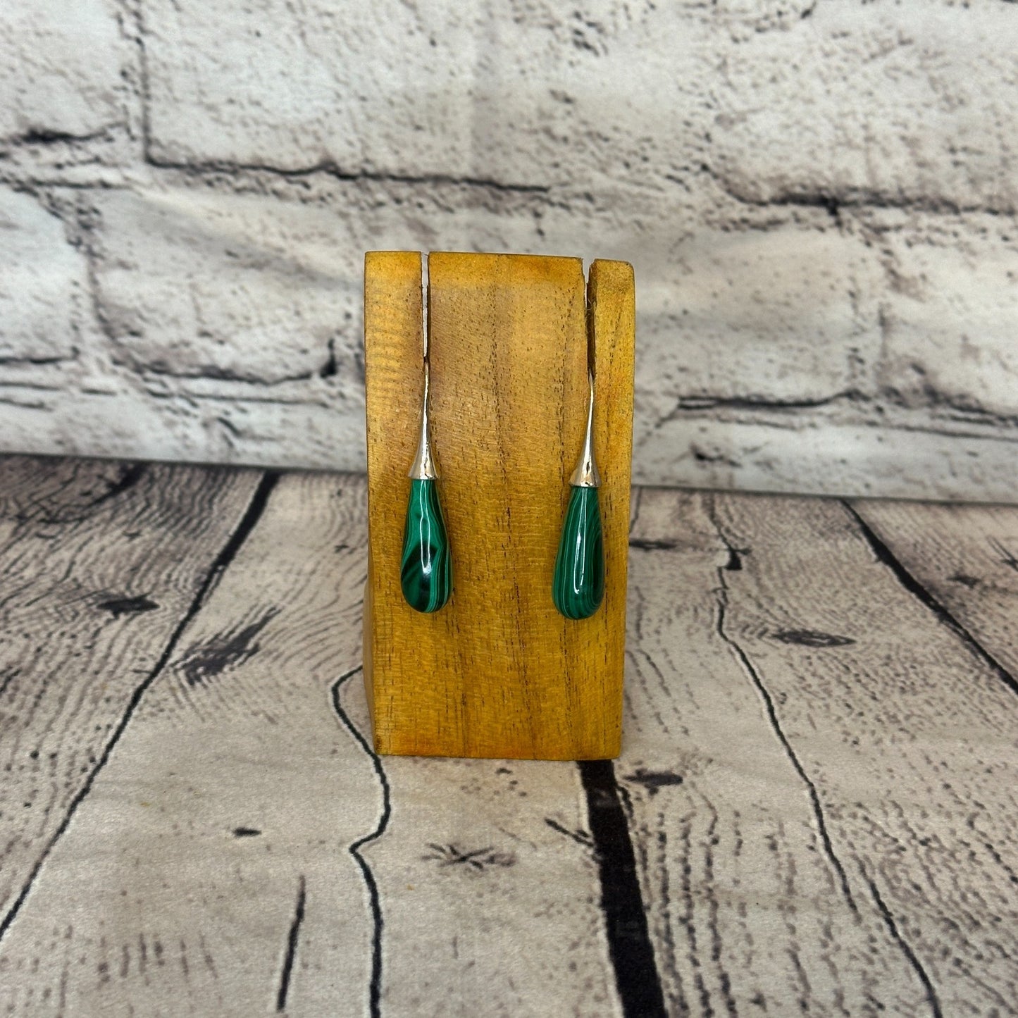 Malachite Teardrop Solid Stone 925 Silver Dangle Drop Earrings Jewellery0