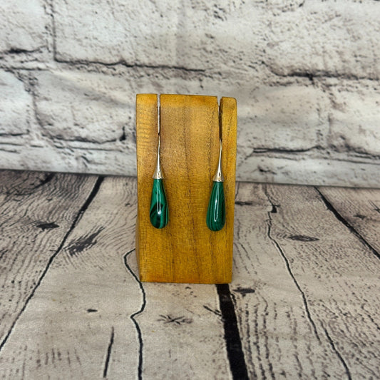 Malachite Teardrop Solid Stone 925 Silver Dangle Drop Earrings Jewellery0