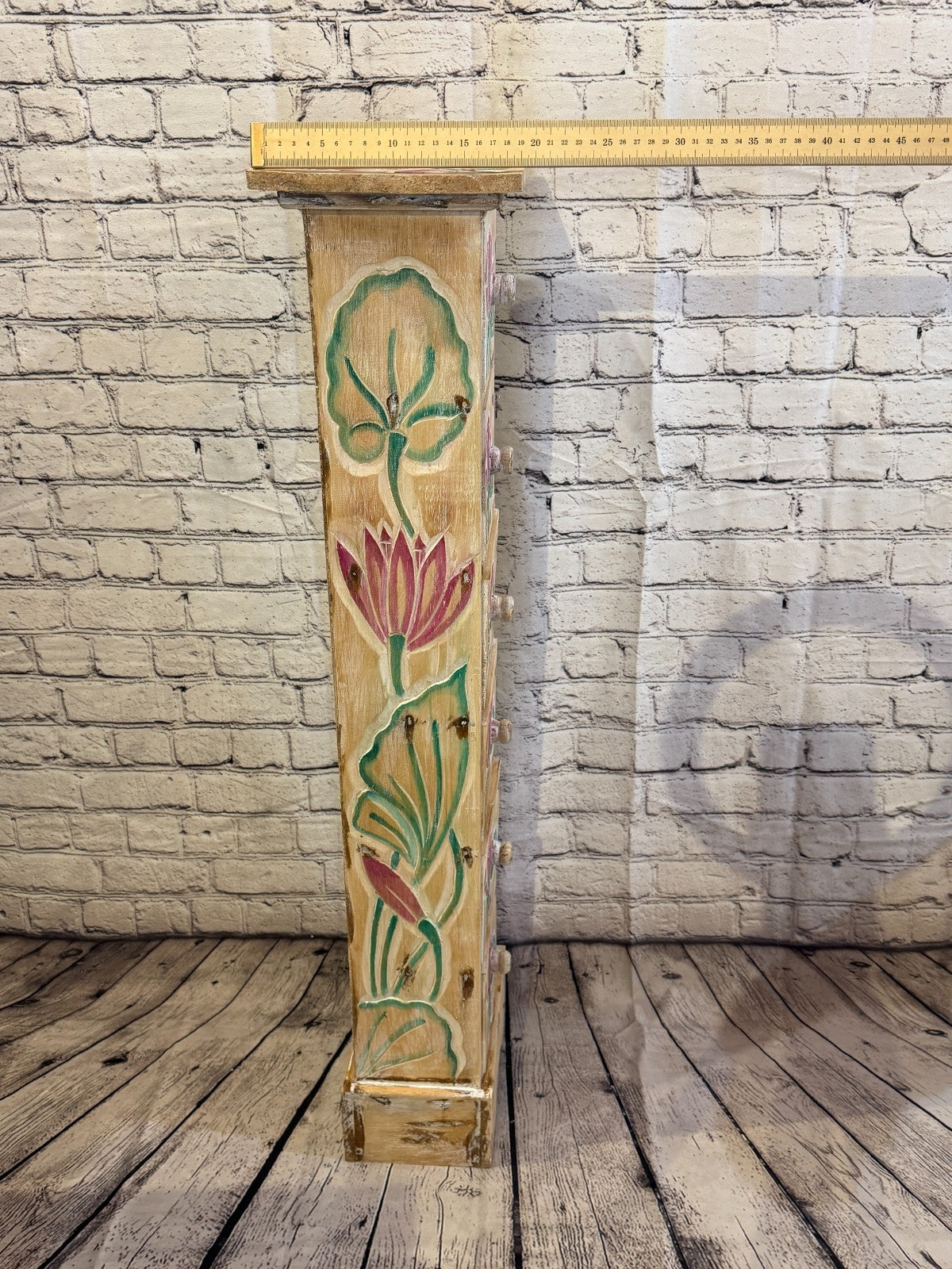 100cm x 25cm Flower 6 Draw Pillar Wooden Side Cabinet Living Storage Furniture8