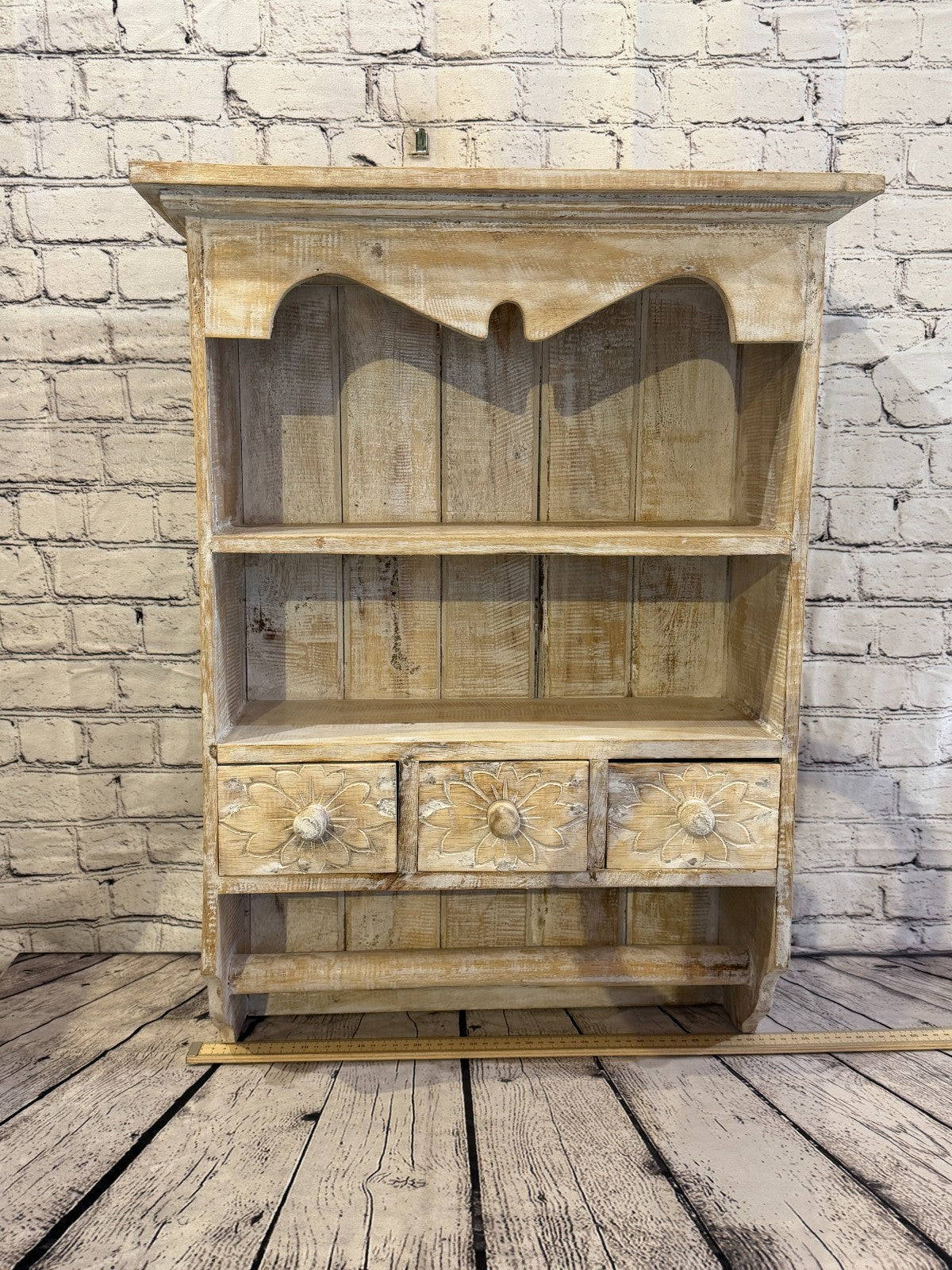 75cm x 55cm x 25cm White 3 Draws Wooden Cabinet Living Hallway Storage Furniture0
