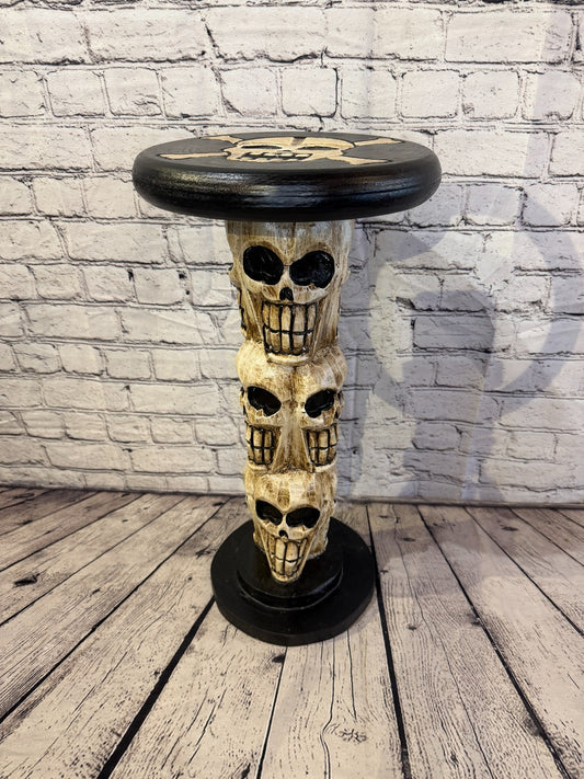 55cm x 25cm Sitting Skull Round Wooden Coffee Table Bar Restaurant Garden Pub0