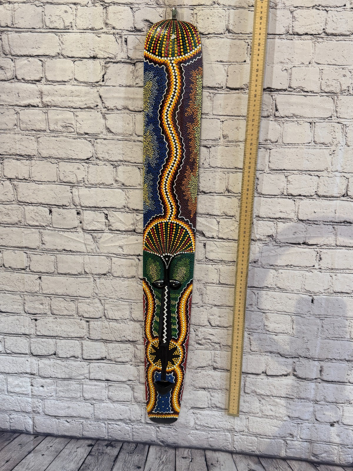 100cm Mask Carved Wooden Dot Painted Ethnic Tribal Tiki Wall Art No 4 New4