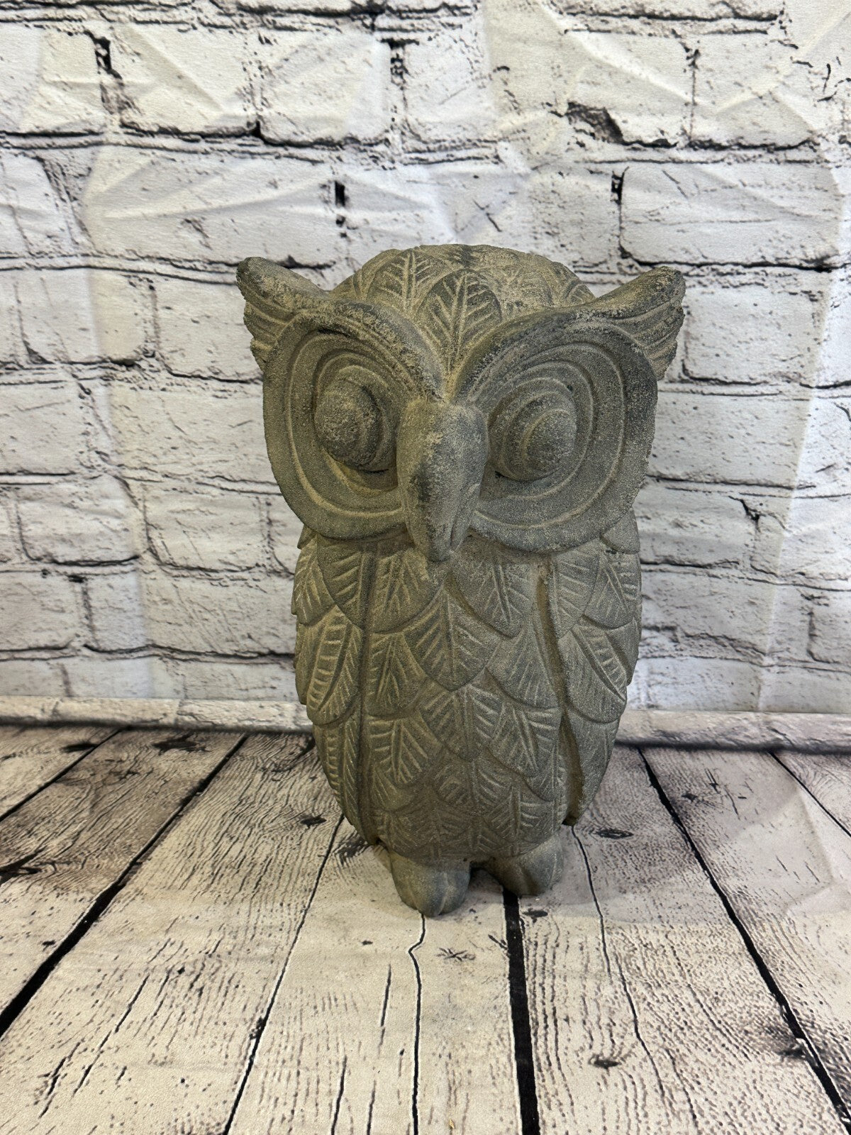 Barn Owl Stone Garden 30cm x 18cm Ornament Outdoor Indoor Statue Hindu0