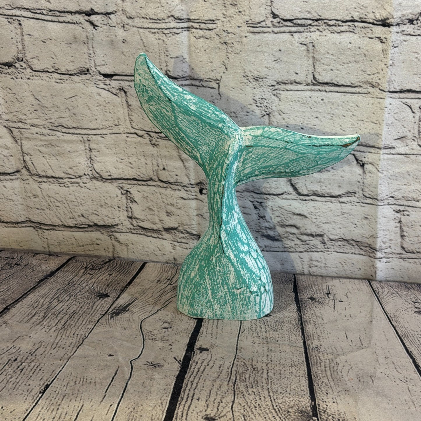 25cm x 25cm Whale Tail Green Fish Wood Coastal Ocean Bathroom Decoration4