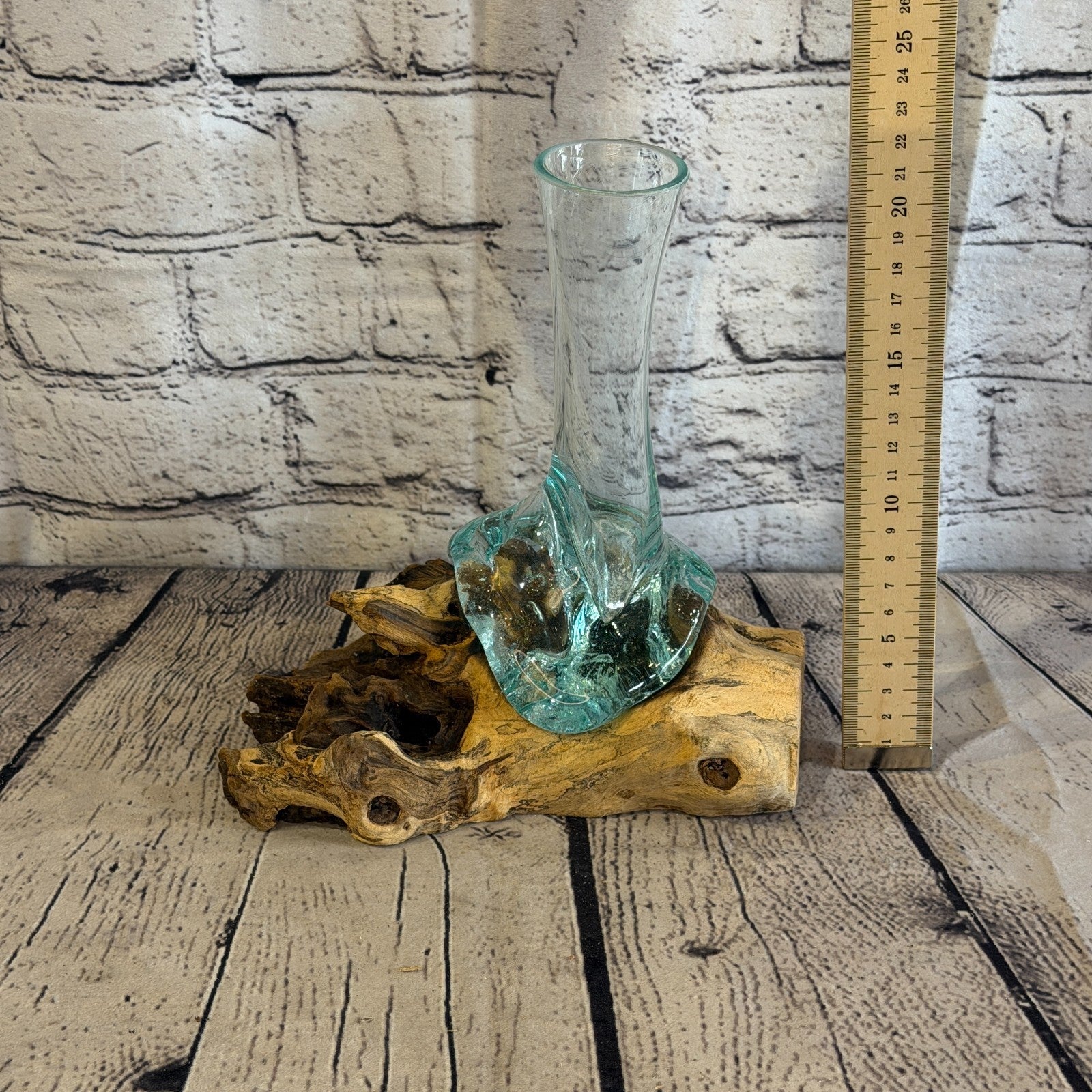 20cm Tall Vase Colour Melted Glass Wood Decorative Vase Glass Sculpture Crafted4