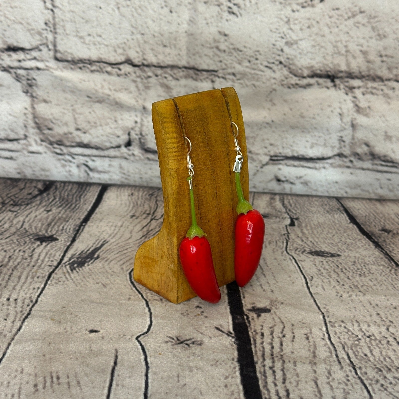 Chili Plastic Novelty Party Dangle Drop Earrings Handmade UK Jewellery2