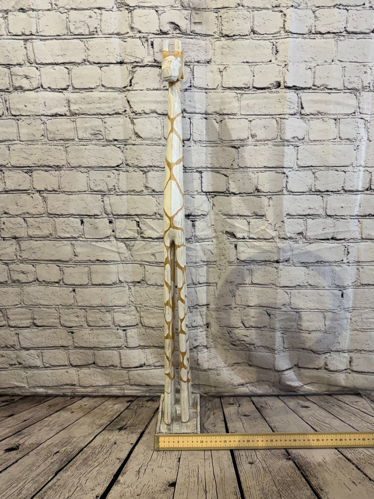 80cm White Dot Wooden Giraffe Standing Single Carved Solid Wood Giraffe Handmade7