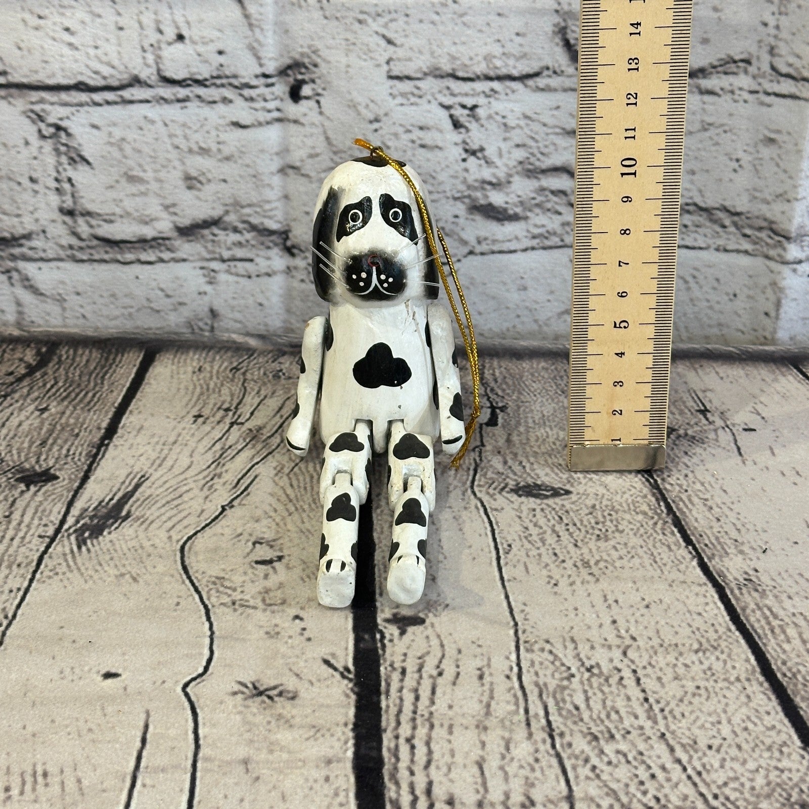 10cm Spotty Dog Sitting Animal, Wooden Shelf Ornament Handmade and Fairtrade6