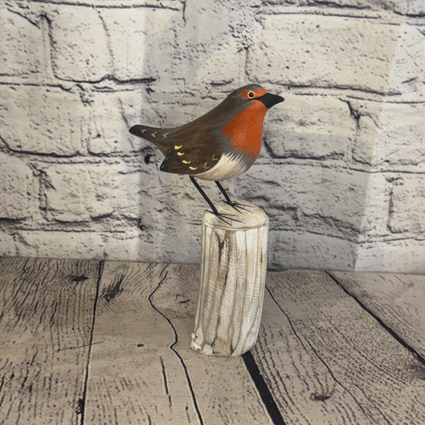 20cm Robin Wooden Bird Ornament Seaside Coastal Nautical Handcrafted Decor2