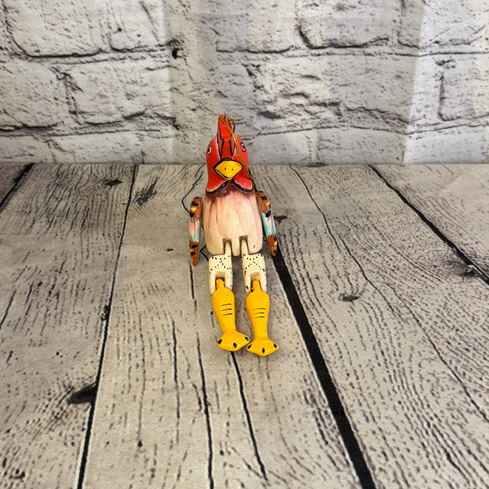 10cm Chicken Rooster Sitting Animal, Wooden Shelf Ornament Handmade Fairtrade1