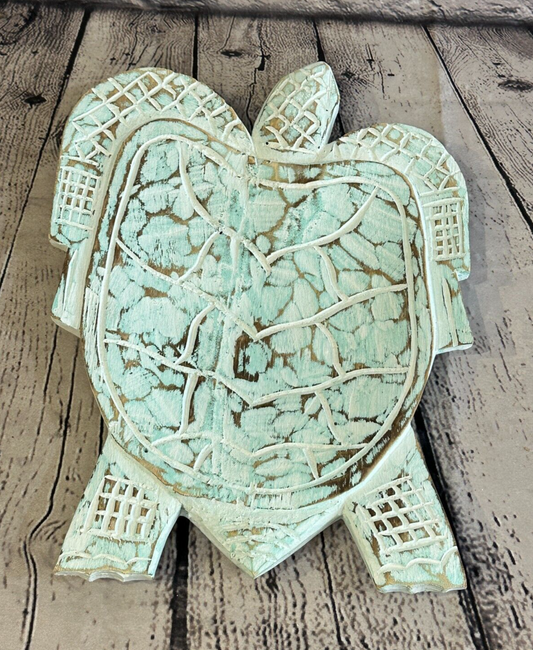 30cm Blue Sea Turtle Bowl Trinket Dish Decoration Designer Mask Wooden Handmade0