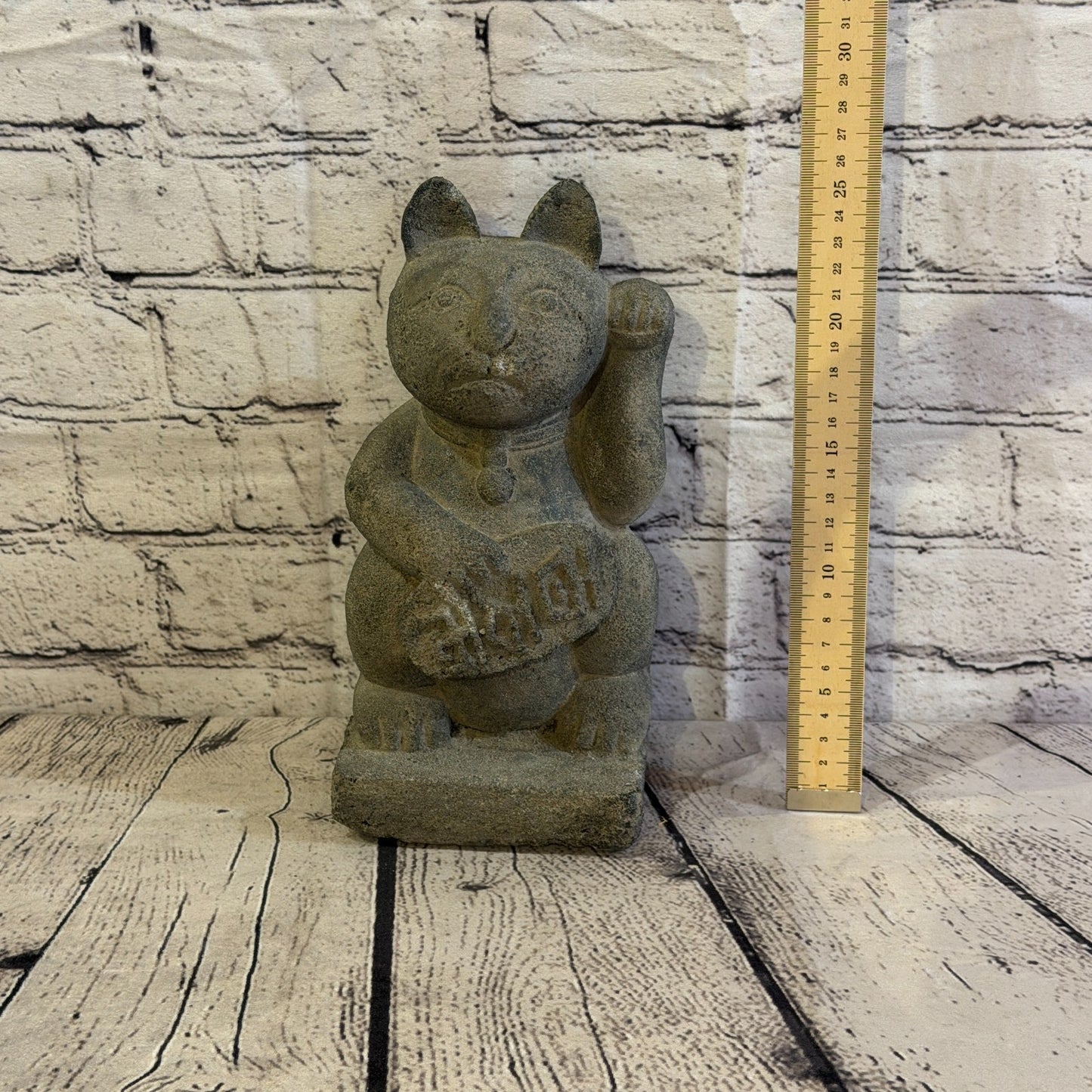 Maneki-Neko Lucky Cat Stone Garden 25cm x 15cm Ornament Indoor Statue Hindu5
