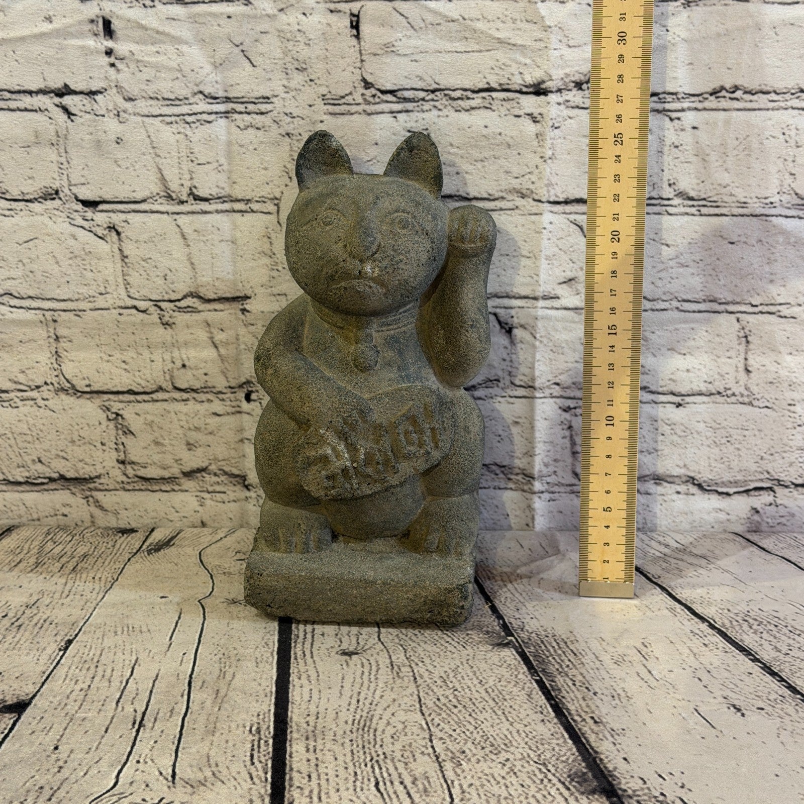 Maneki-Neko Lucky Cat Stone Garden 25cm x 15cm Ornament Indoor Statue Hindu5