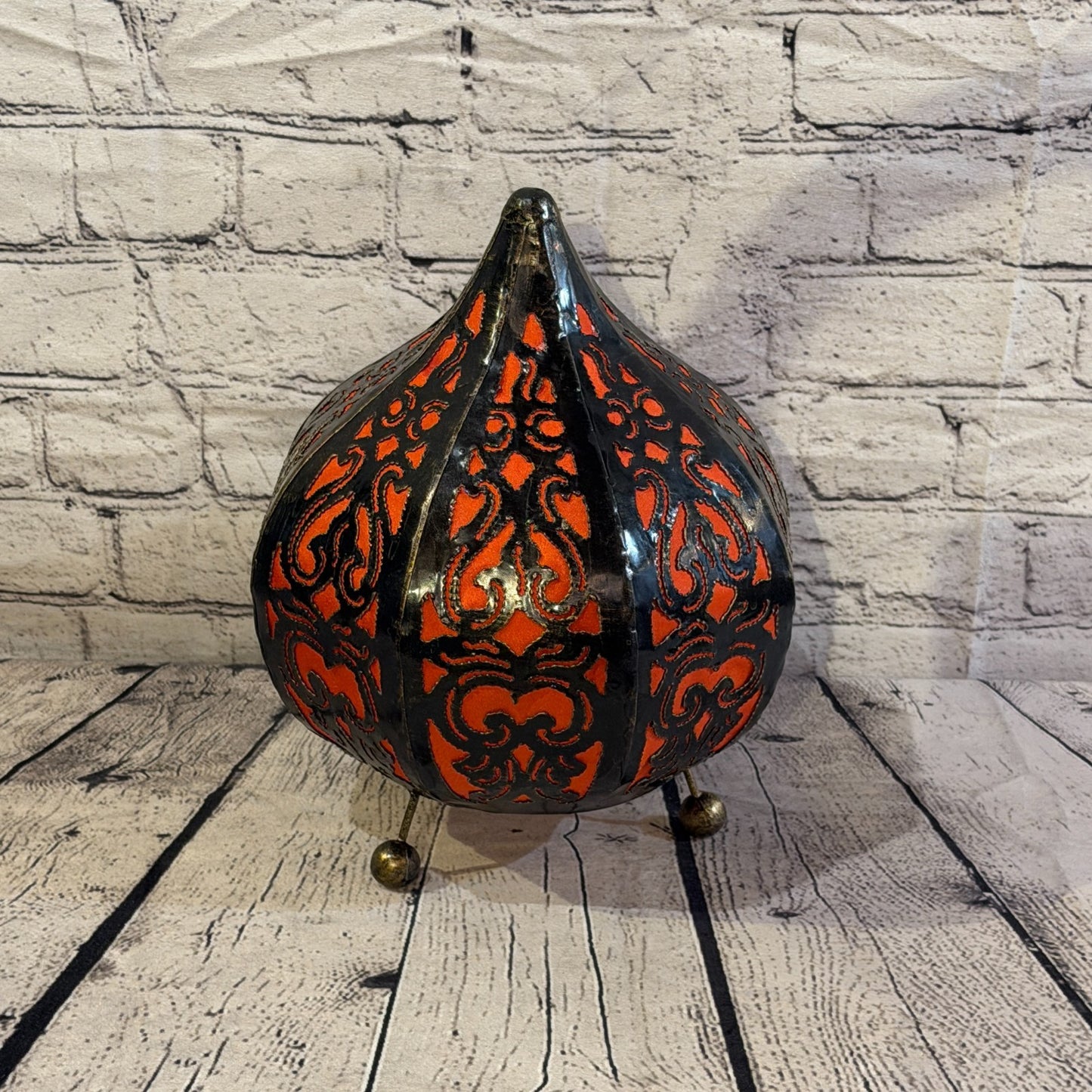 30cm x 20cm Metal Fabric Orange Moroccan Style Tall Lamp Twist LED UK Mains Plug0