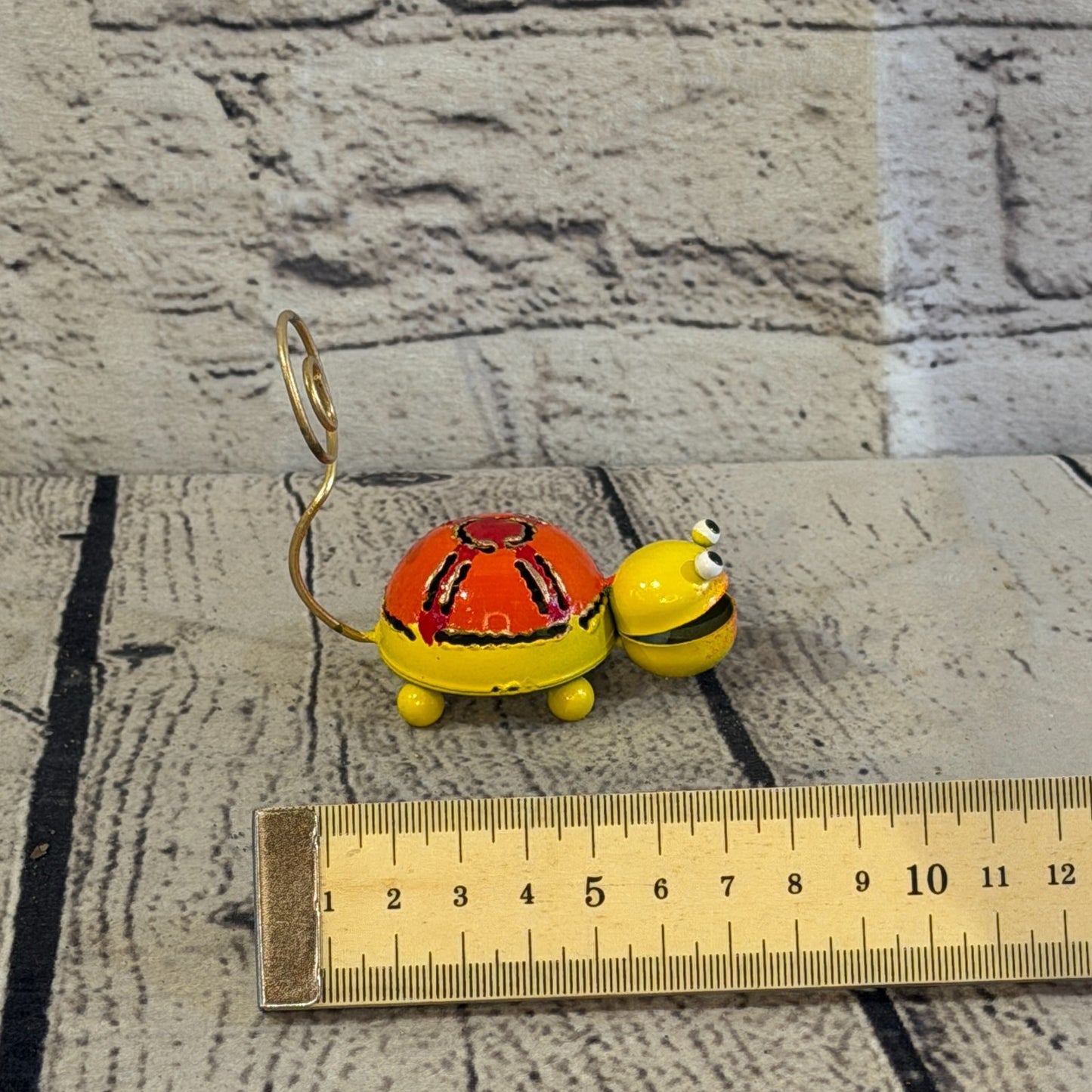 7cm x 7cm Colourful Yellow Tortoise Turtle Metal Tin Standing Ornament Statue6