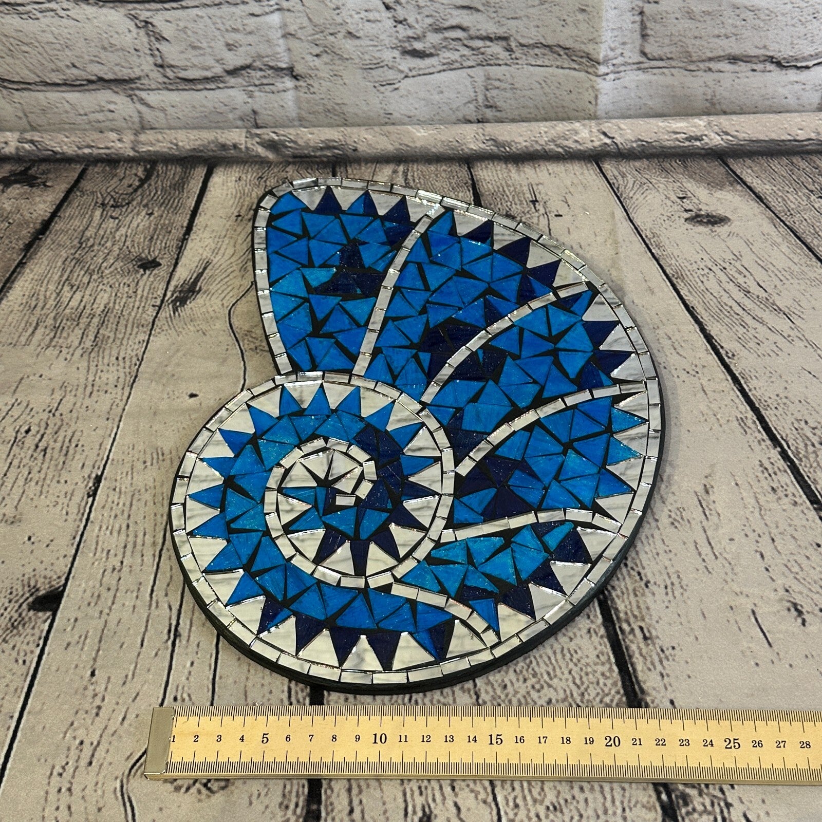 Blue Nautilus Shell Mosaic Tile Wall Mirror 30cm x 25cm Handmade New4