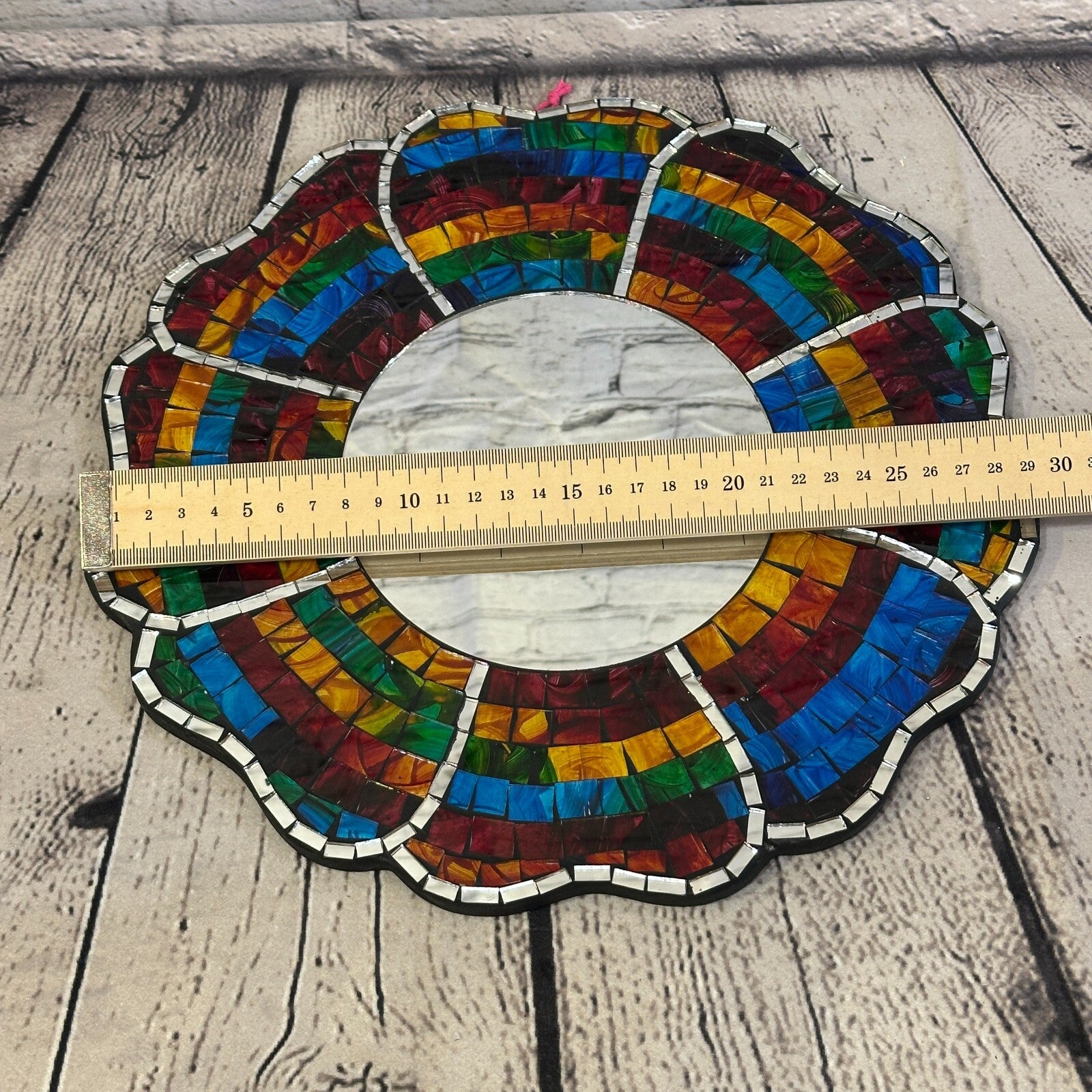 Rainbow Black Flower Mosaic Tile Wall Mirror 30cm x 30cm 12 Inches Handmade New4