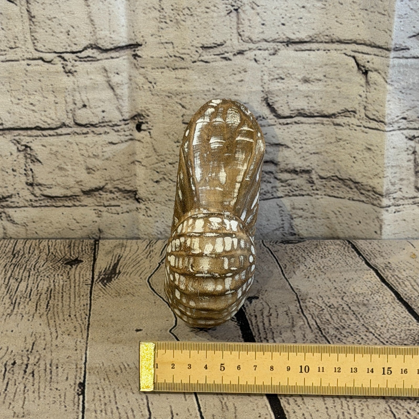 15cm Brown Shabby Pastel Nautilus Shell Ornament Decor Carved Light Wood Figure7