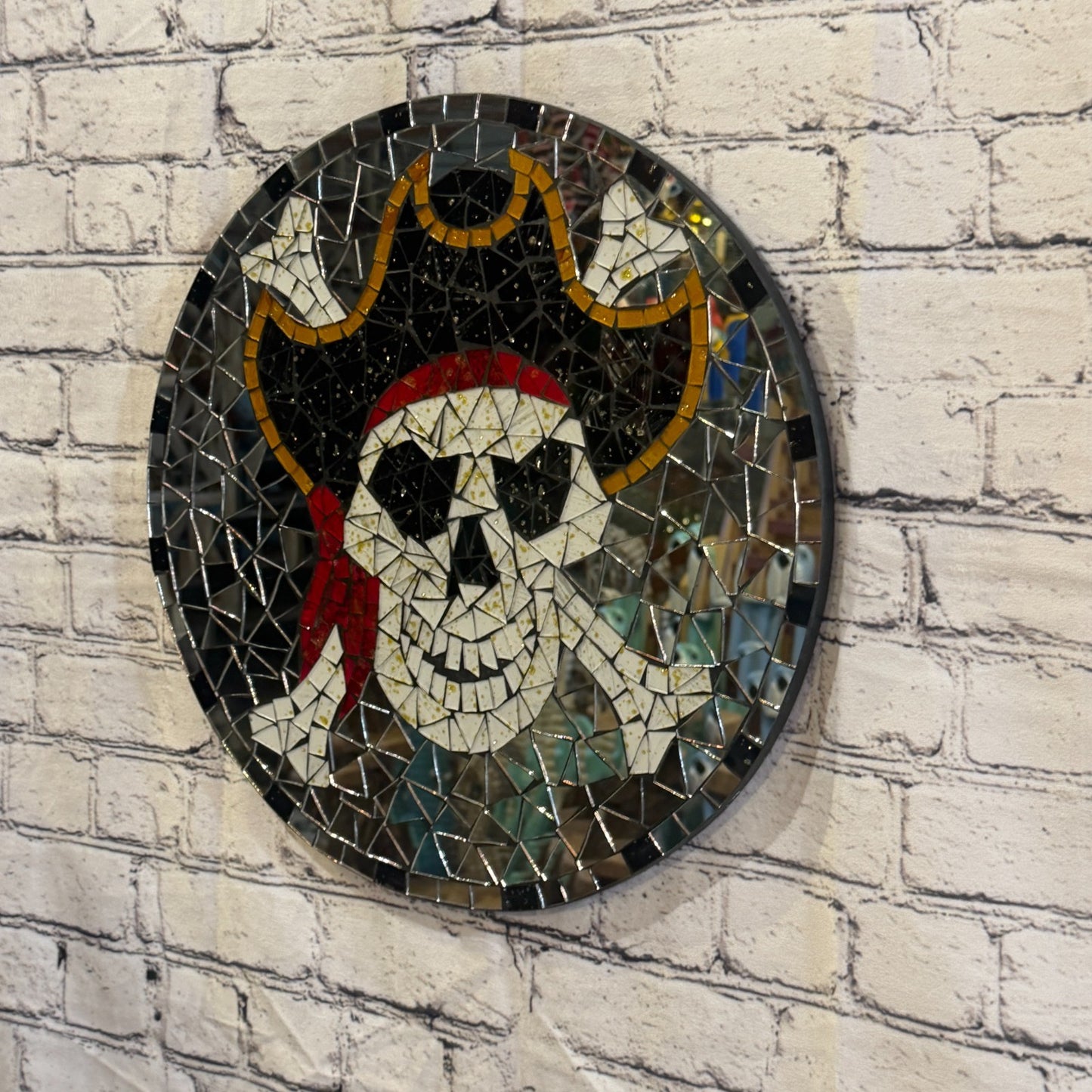 Skull & Cones Pirate Mosaic Tile Wall Mirror 40cm x 40cm 16 Inches Handmade New1
