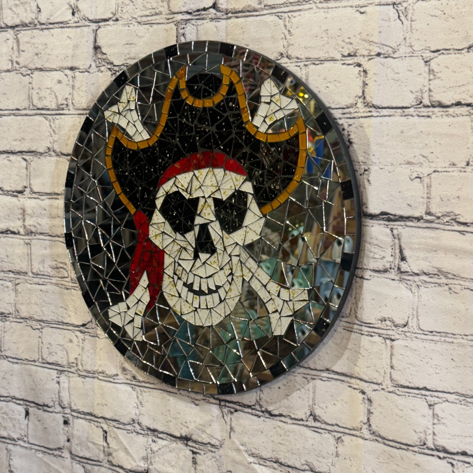 Skull & Cones Pirate Mosaic Tile Wall Mirror 40cm x 40cm 16 Inches Handmade New1