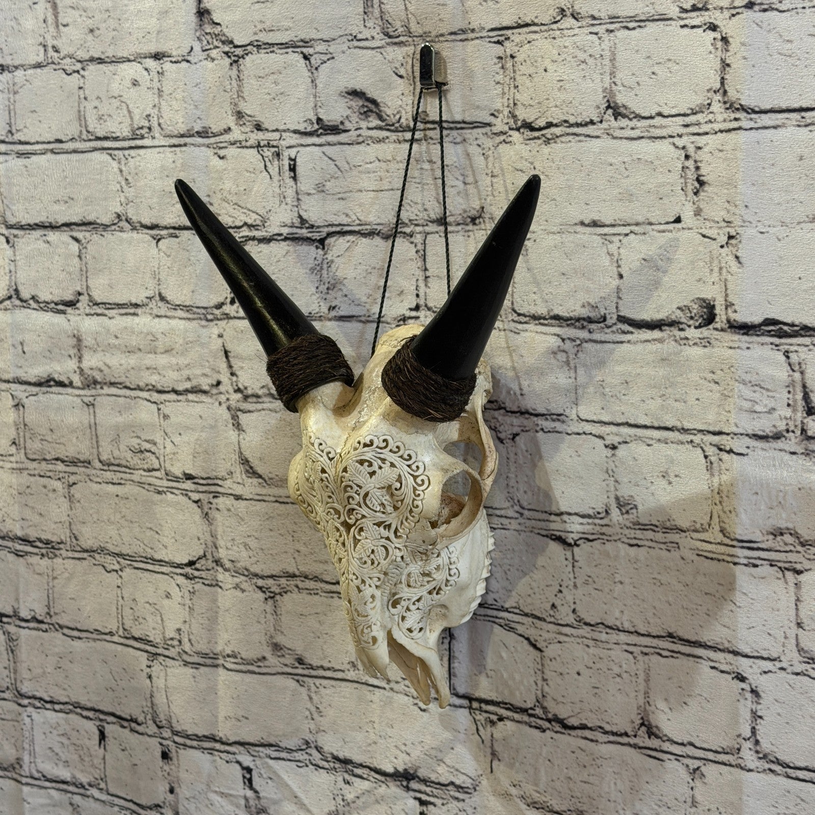 30cm Carved Buffalo Ram Wild Replica Skulls Wall Hanging Carved Stand Design 21