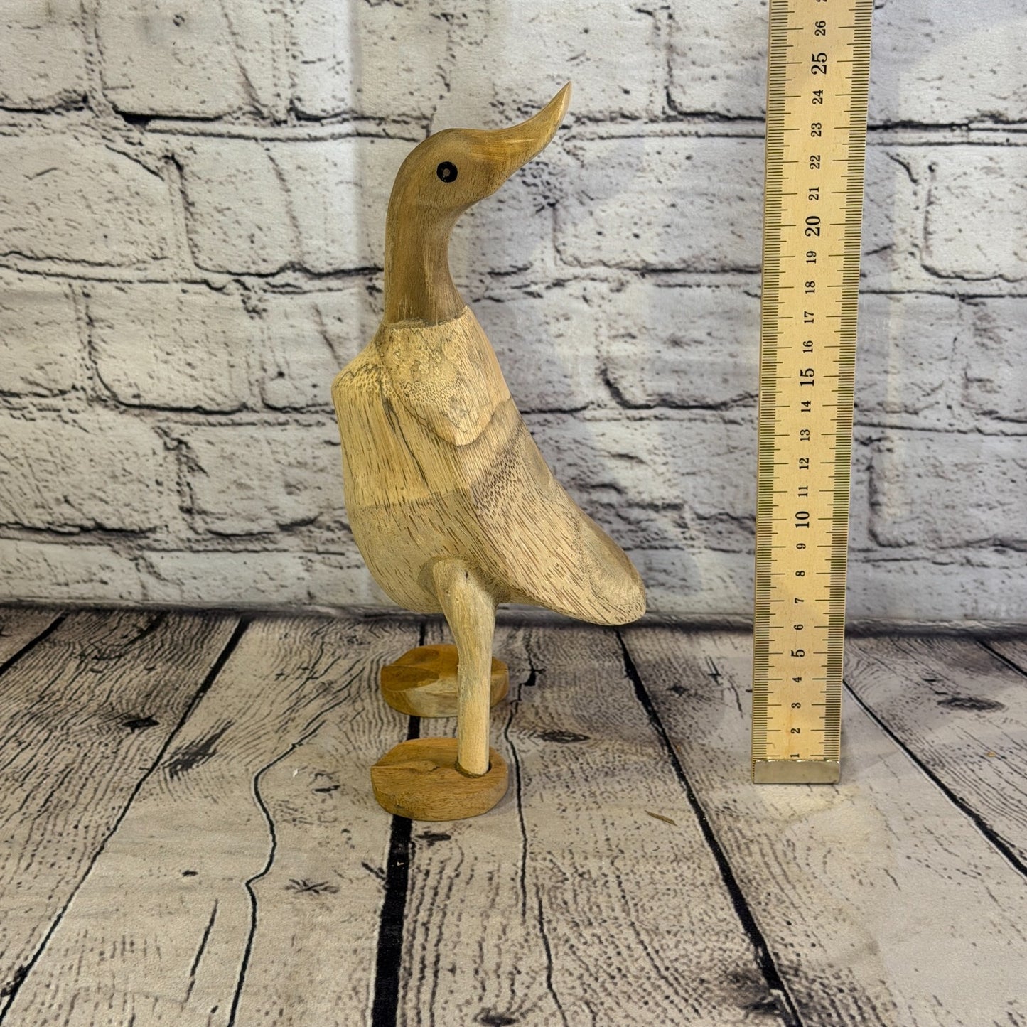 Looking Back 25cm Tall Wooden Smooth Duckling Baby Duck Bamboo Root Fairtrade6
