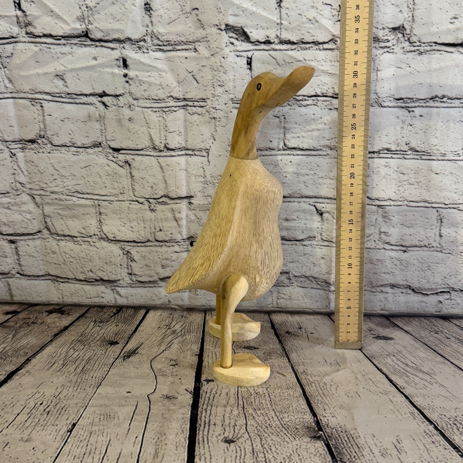 Looking Right 30cm Tall Wooden Smooth Duckling Baby Duck Bamboo Root Fairtrade5
