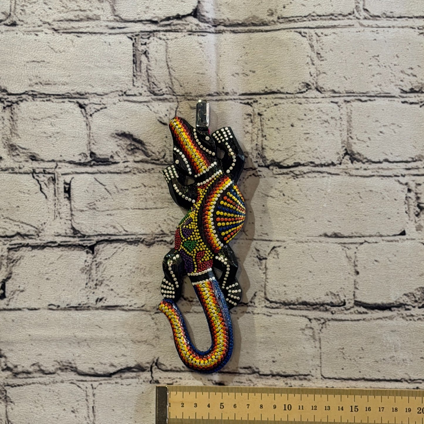 20cm Gecko Carved Wooden Dot Painted Ethnic Tribal Tiki Wall Art No 2 New3