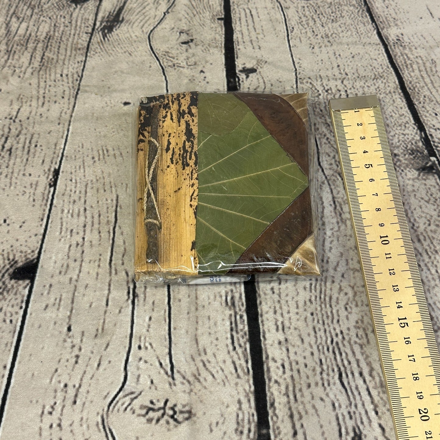 Natural Leaf Note Book 12cm x 10cm With Paper Made From Bamboo Pulp Design 51