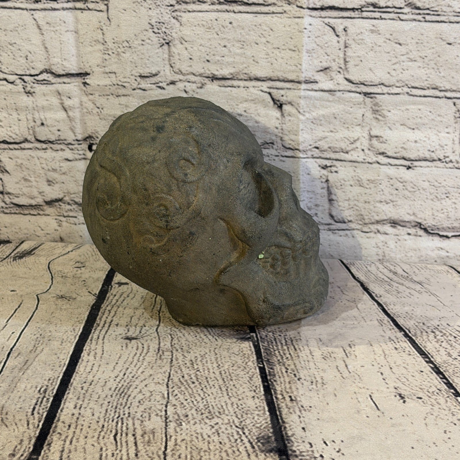 Celtic Knot Skull Stone Garden 20cm x 15cm Ornament Indoor Statue Hindu3