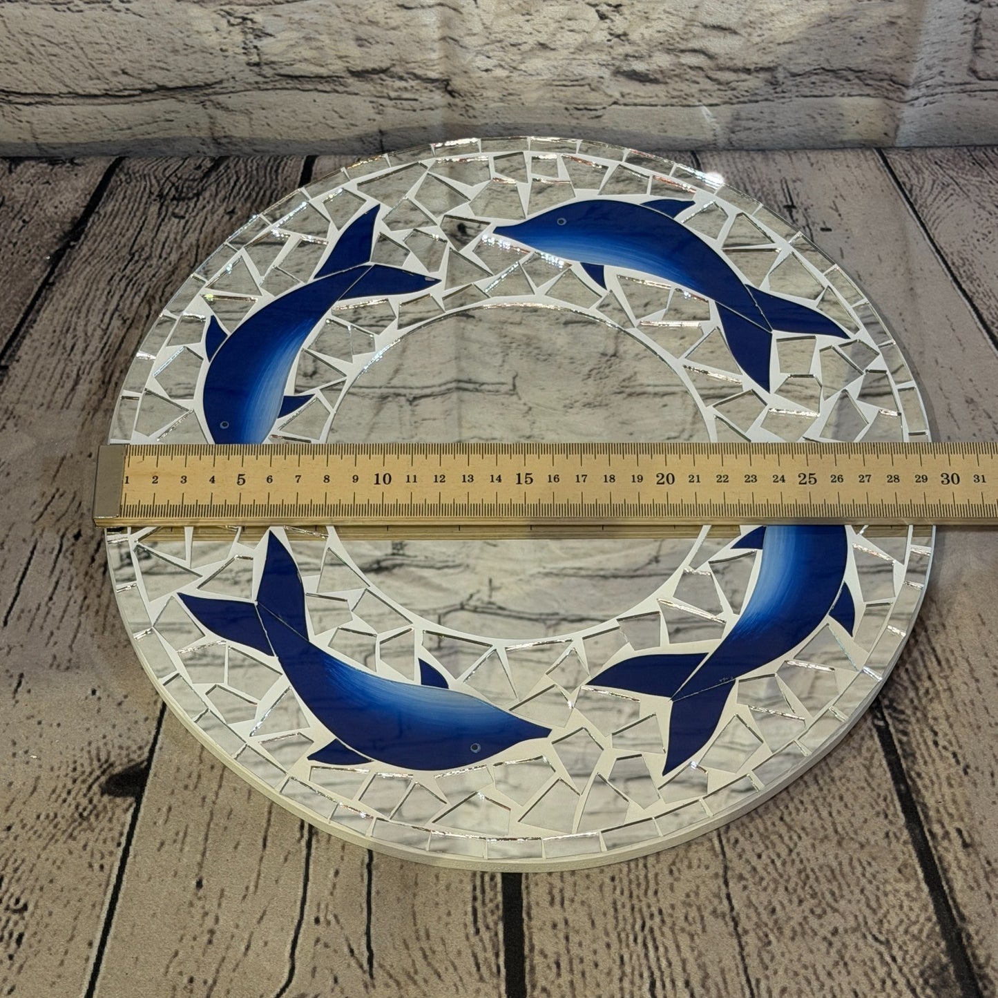 Blue Dolphin Mosaic Tile Wall Mirror 30cm x 30cm 12 Inches Handmade3